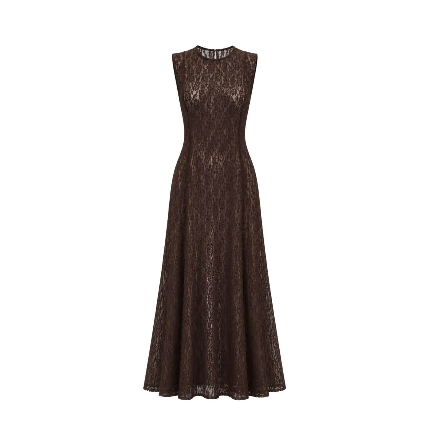 Alaya Lace Dress In Mocha Brown | Decolet the label | Wolf & Badger