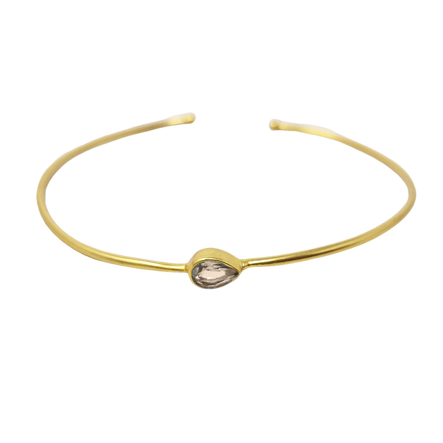Harfi Women's White / Gold Gold Plated White Topaz April Birthstone Crystal Bangle In Multi