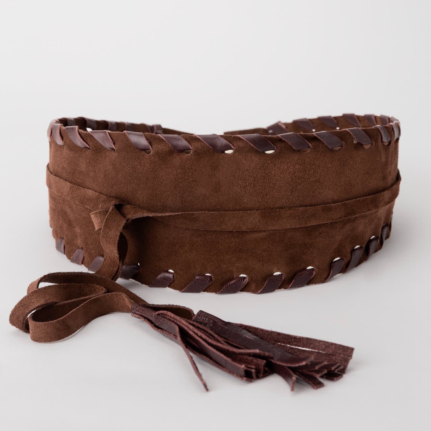 Genuine Leather Belt Real Suede Wrap Harness Tie Wrap Wide Rope Belt PIANELLO ITALIAN LEATHER AND SUEDE WRAP BELT main image 2