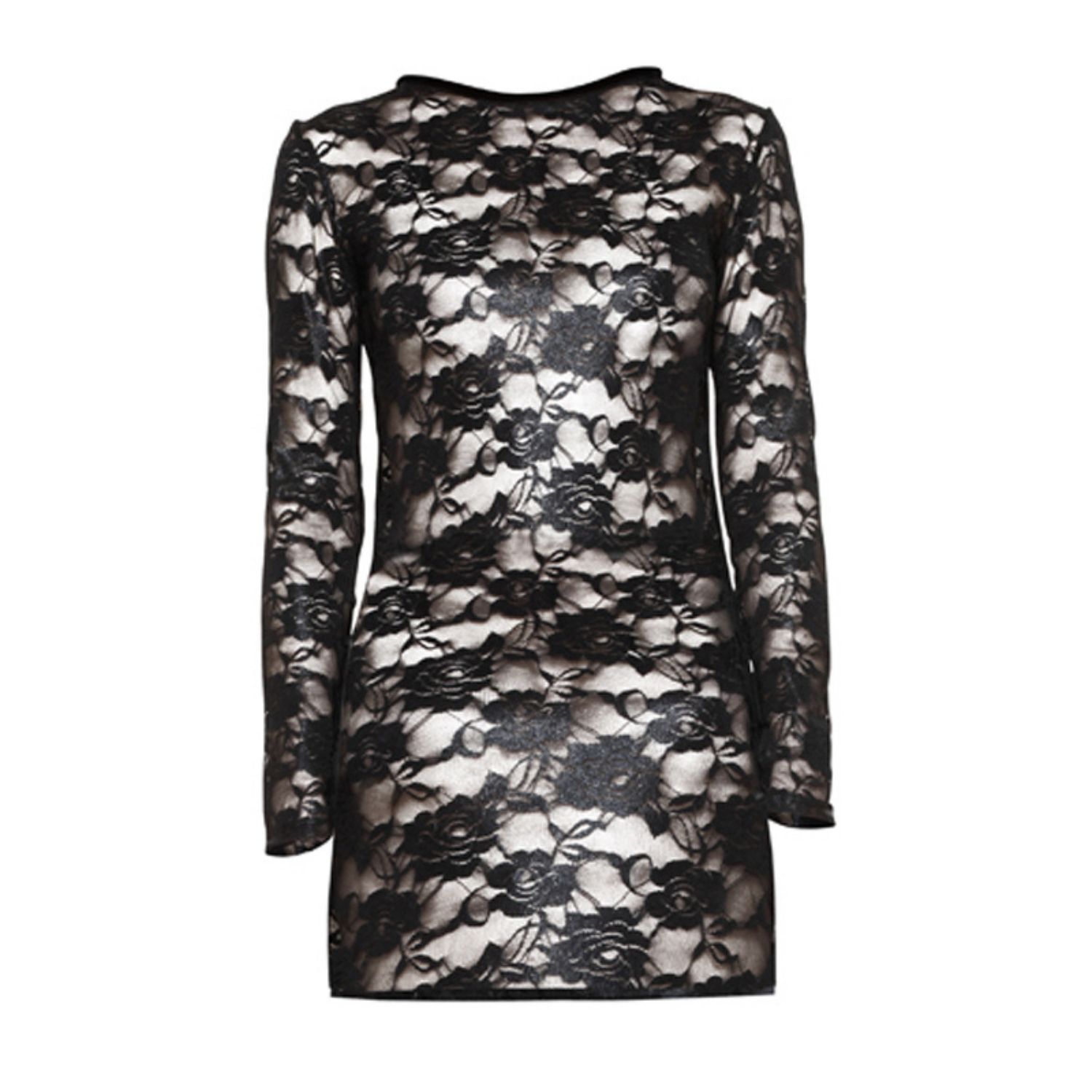 Terese Sydonna Women's Black Metallic Stretch Lace Tunic Top In Black