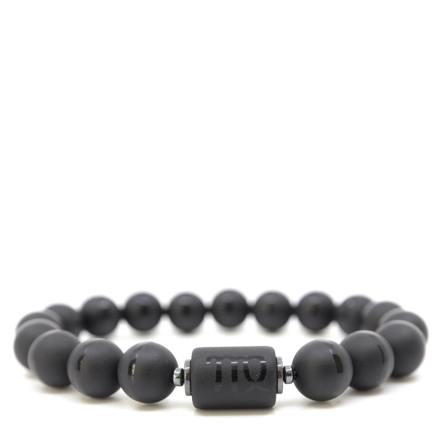 Shar Oke Men's Black / Silver Virgo Zodiac Beaded Bracelet In Multi