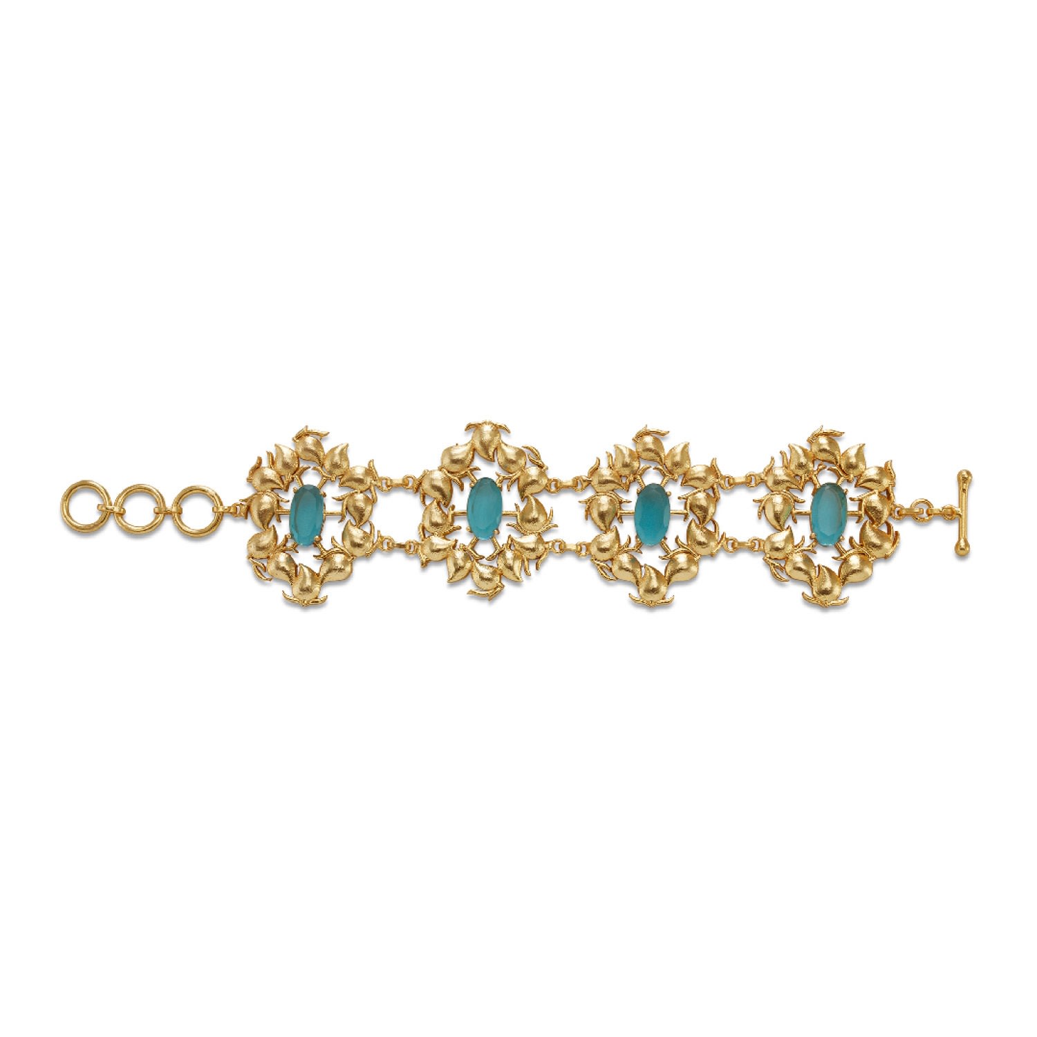Dhwani Bansal Women's Gold / Blue Adjustable Gold Keri Bracelet With Blue Topaz Glass Gems In Gold
