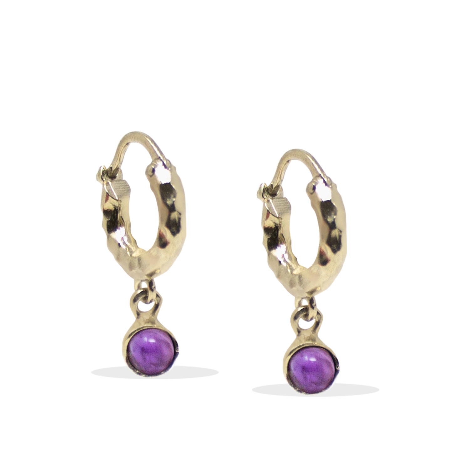 Women’s Gold / Pink / Purple Cosmo Gold-Plated Amethyst Hoop Earrings Vintouch Italy
