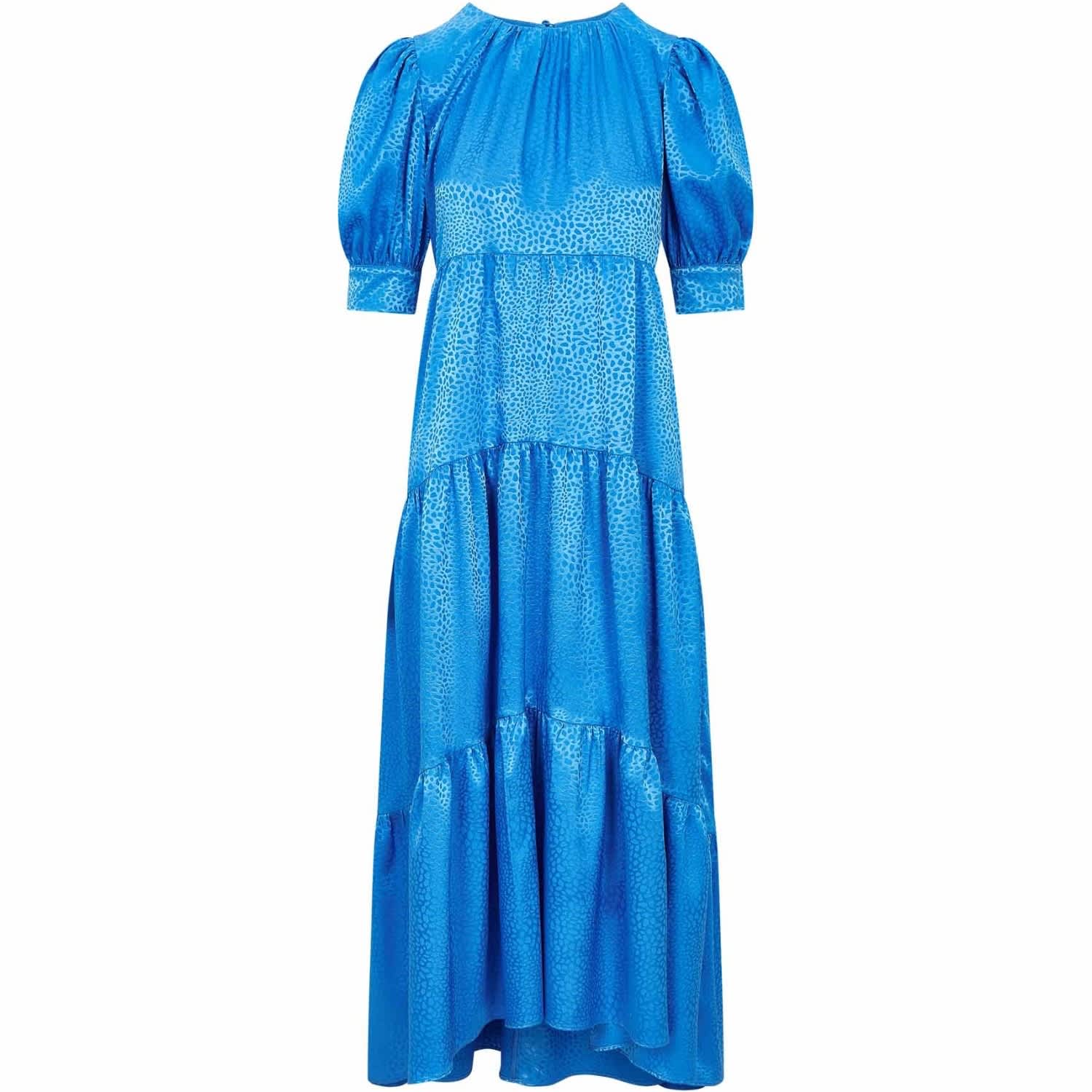 blue satin dress midi
