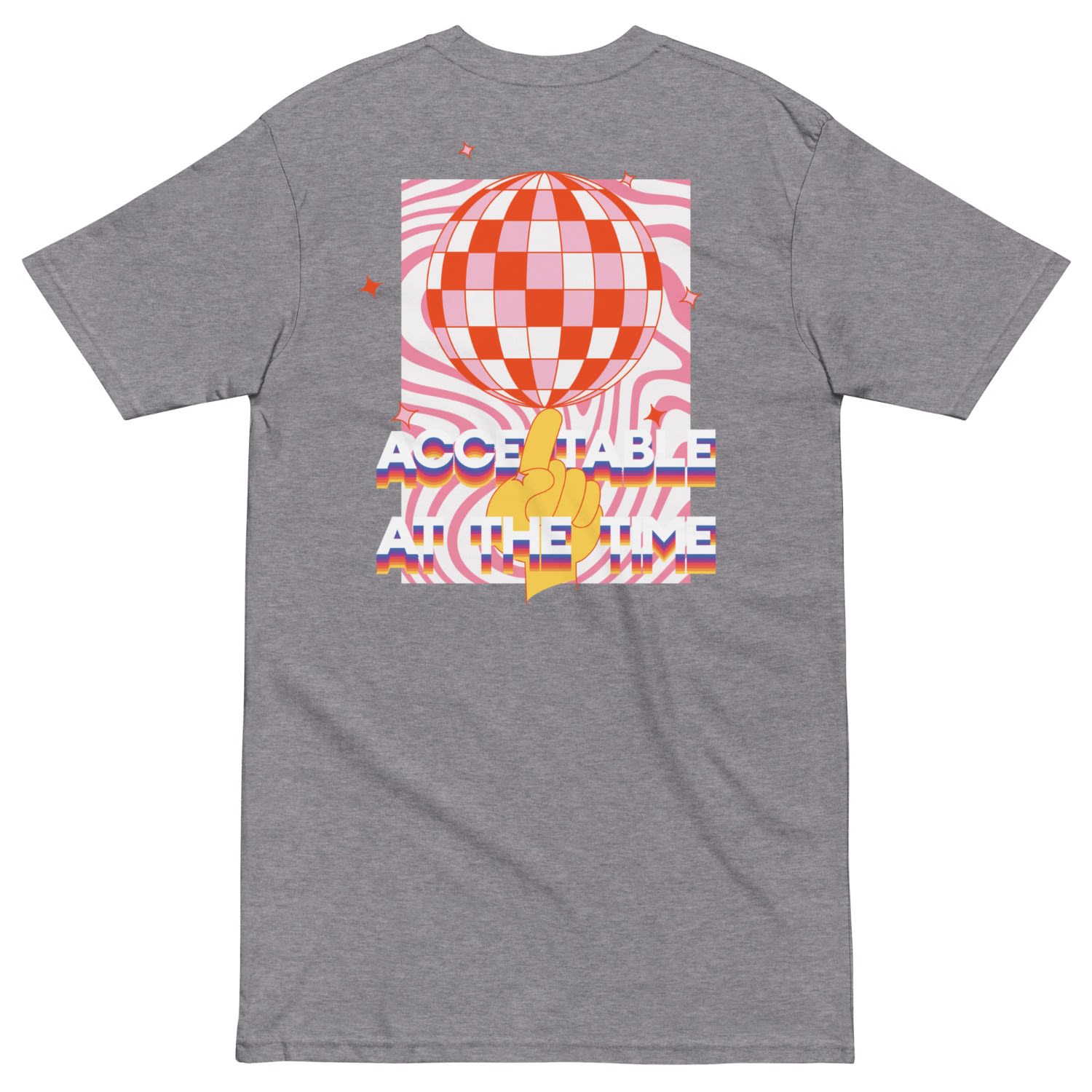 Anchor & Crew Carbon Grey Acceptable At The Time Disco! Heavy Cotton Embroidered T-shirt - Women In Gray