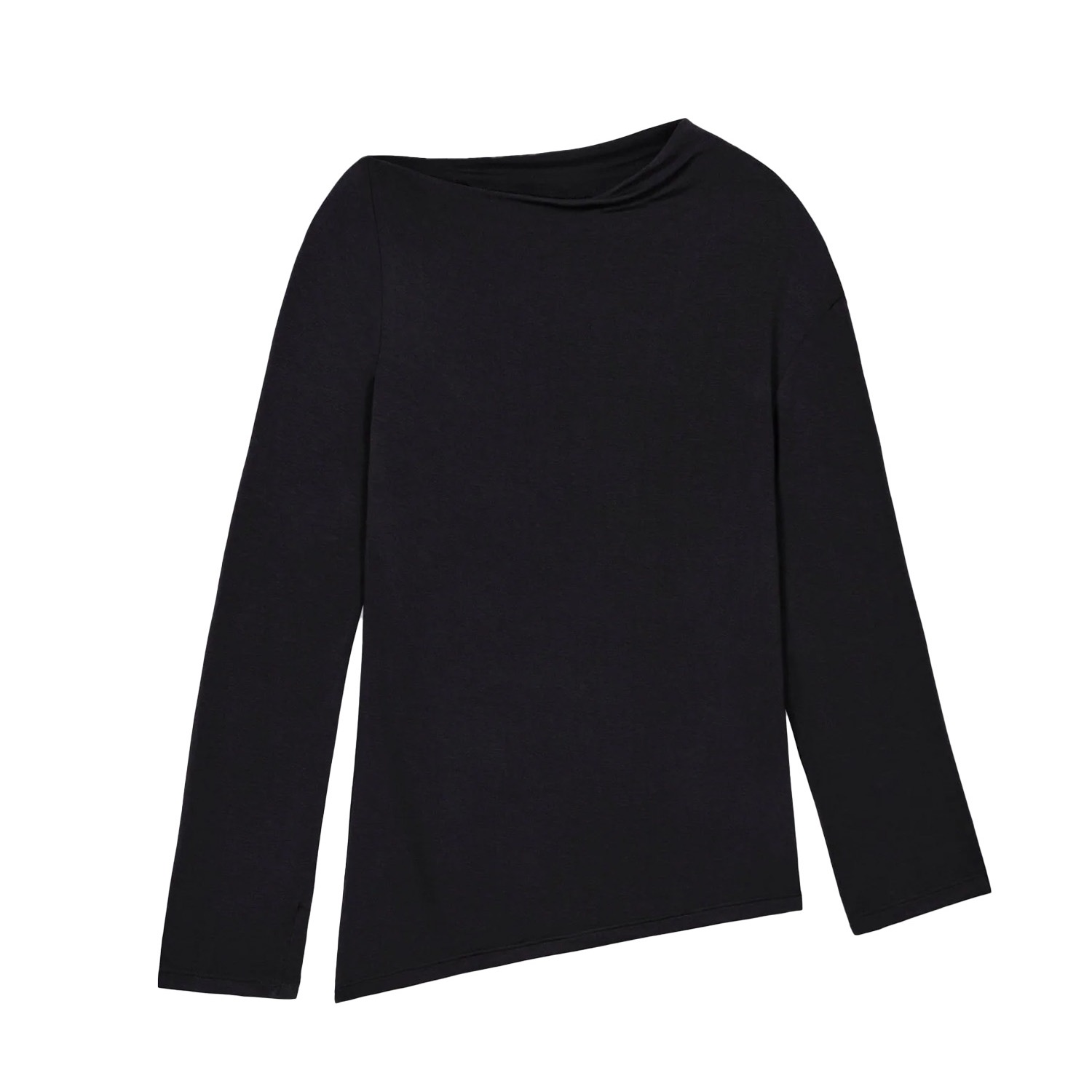 Dal The Label Modal Asymmetric Knit Top In Black