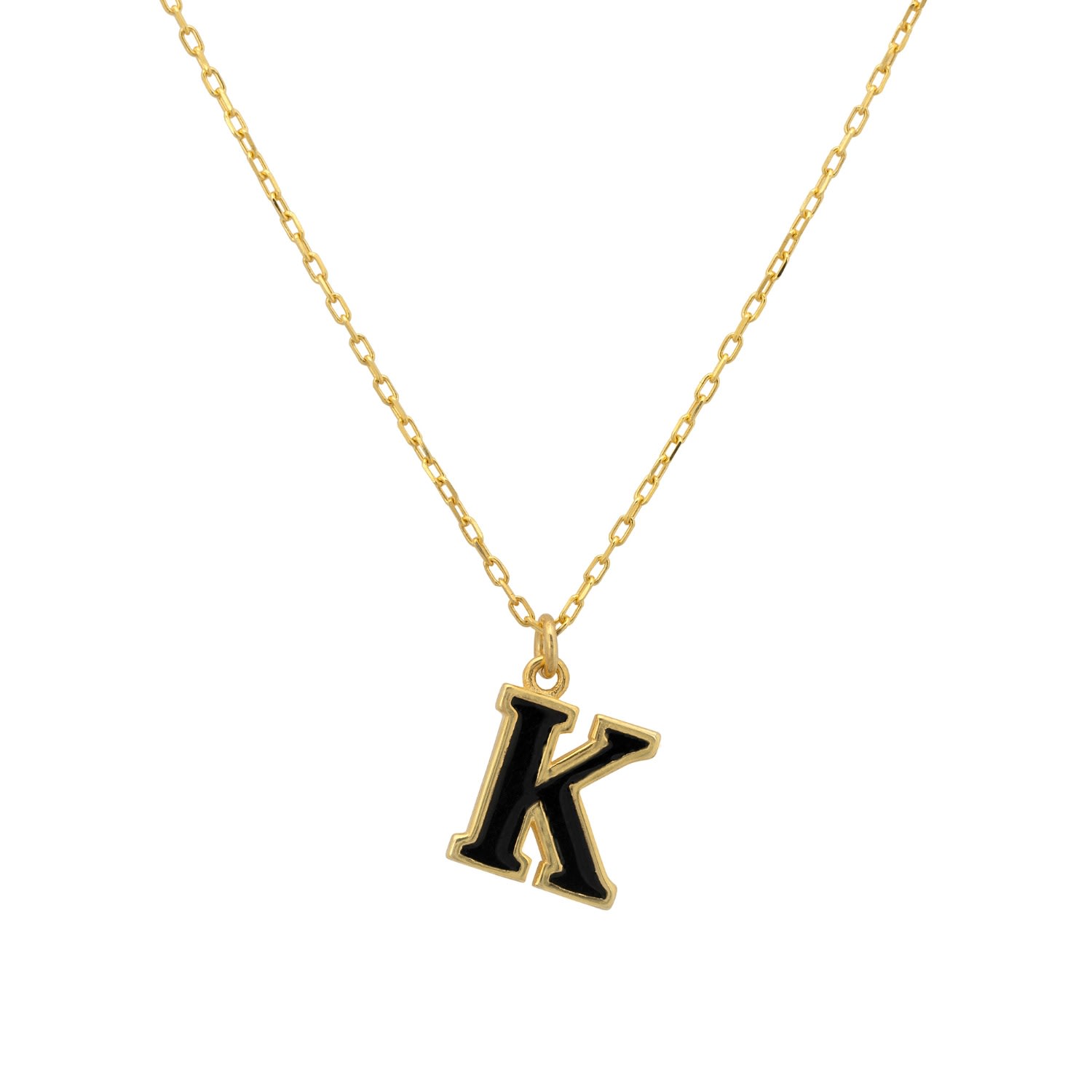 Women’s Gold / Black Initial Enamel Necklace Gold K Latelita