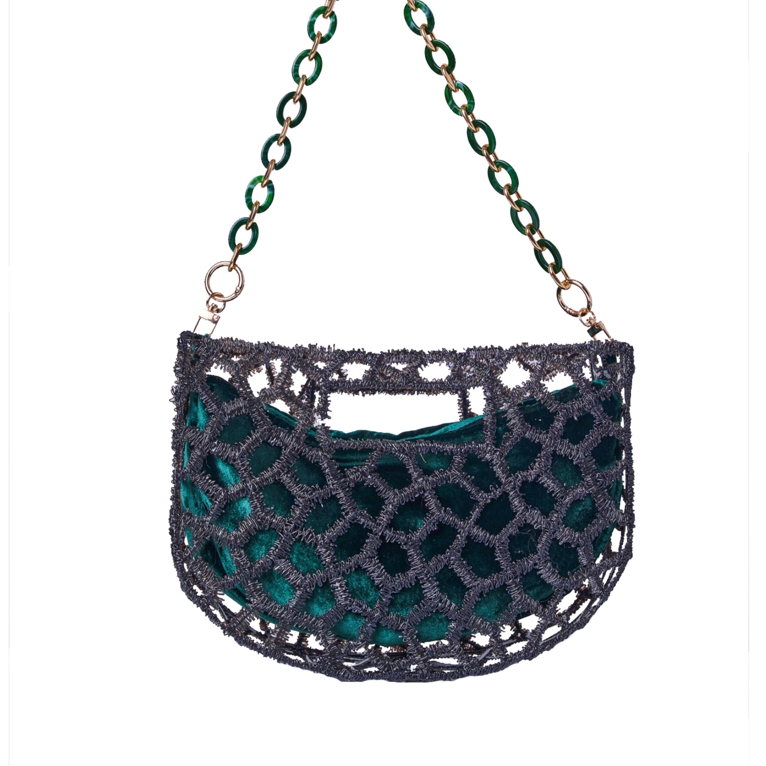 Women’s Green / Black Moon Bead Bag - Black & Green Masum Karimi