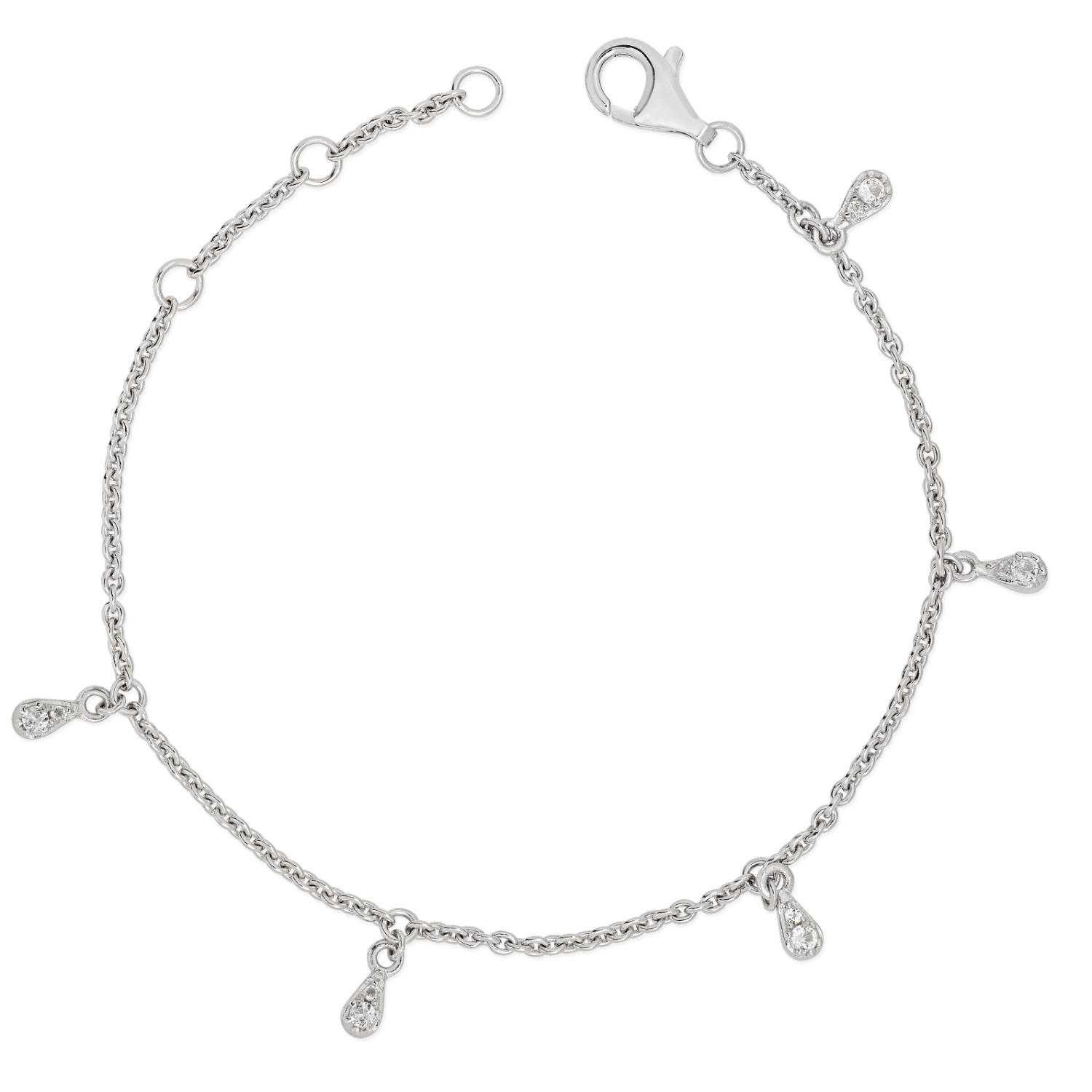 Lucy Quartermaine Women's Silver Skinny Drip Multi Bracelet With White Topaz In Metallic