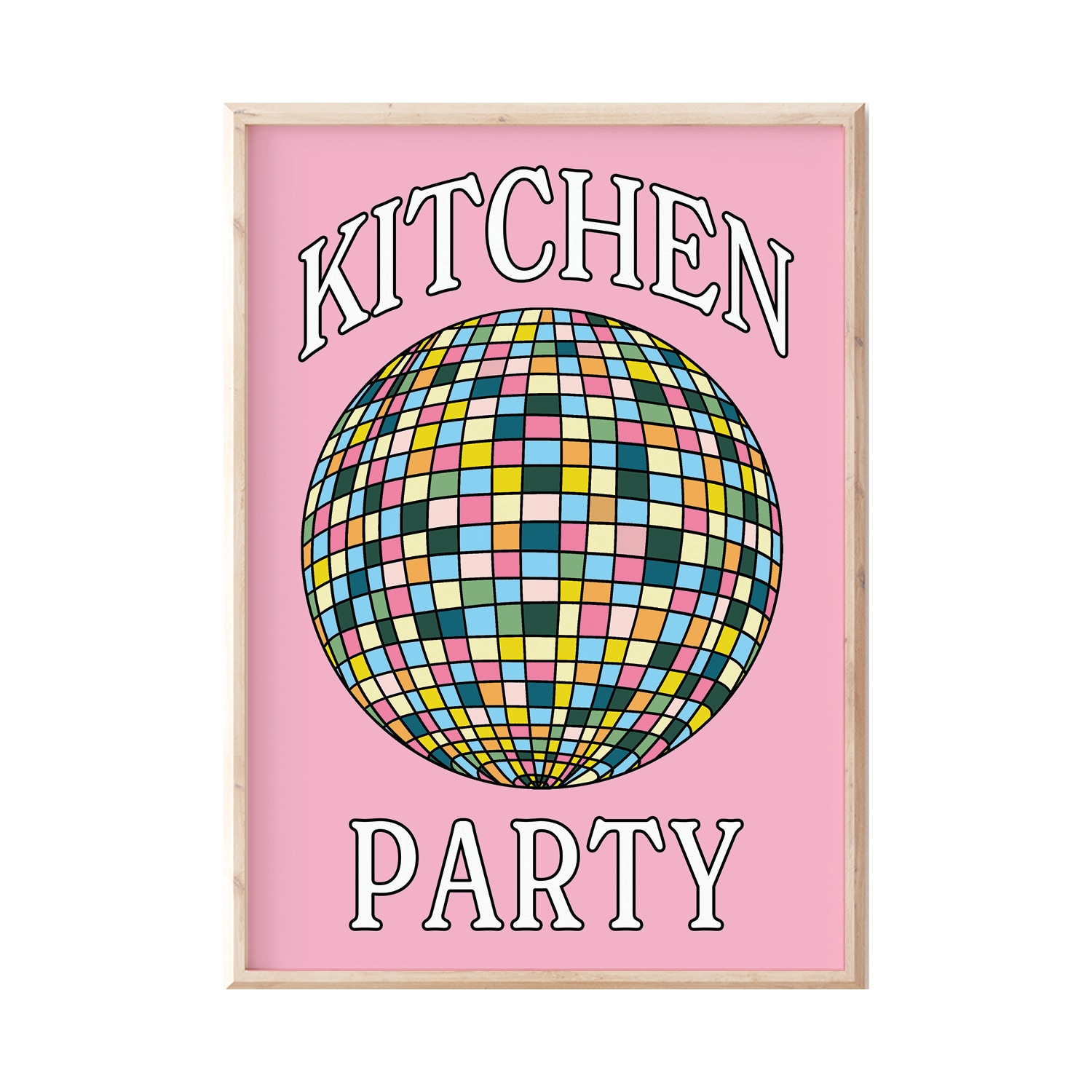 Pink / Purple A3 Pink Kitchen Party Disco Ball Print Sofe Store