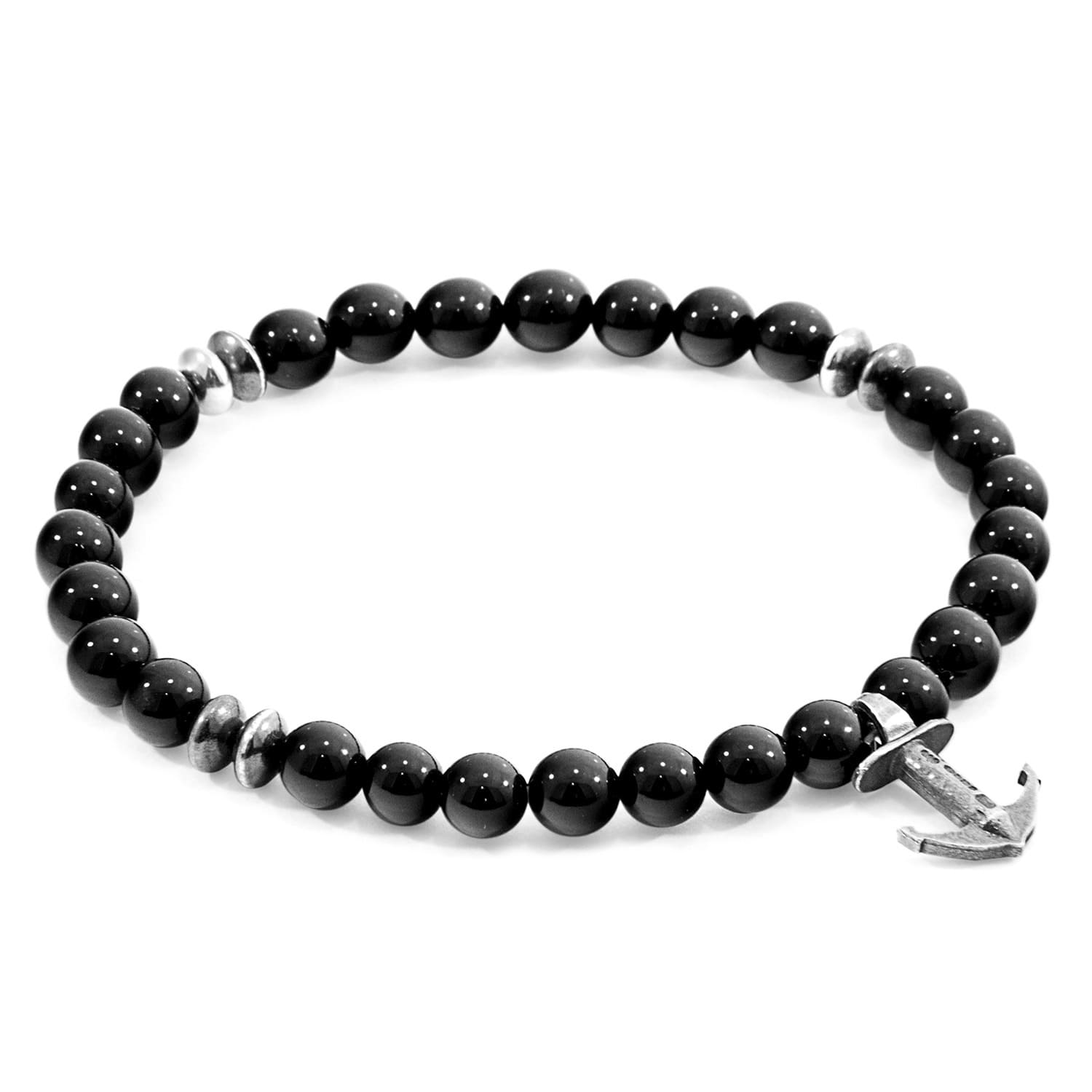 Silver Black Onyx Stone Starboard Bracelet S Anchor Crew Wolf Badger