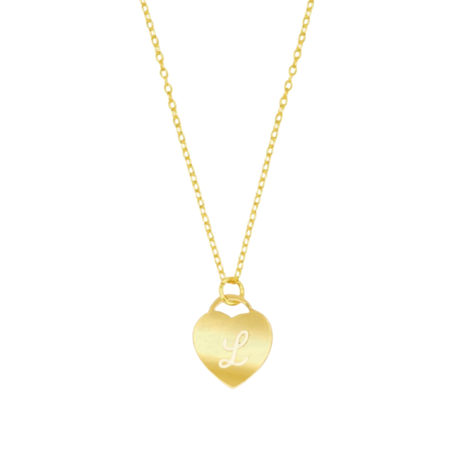 Women’s Gold Lover Heart Initial Letter Engraving Necklace Lucky Eleven