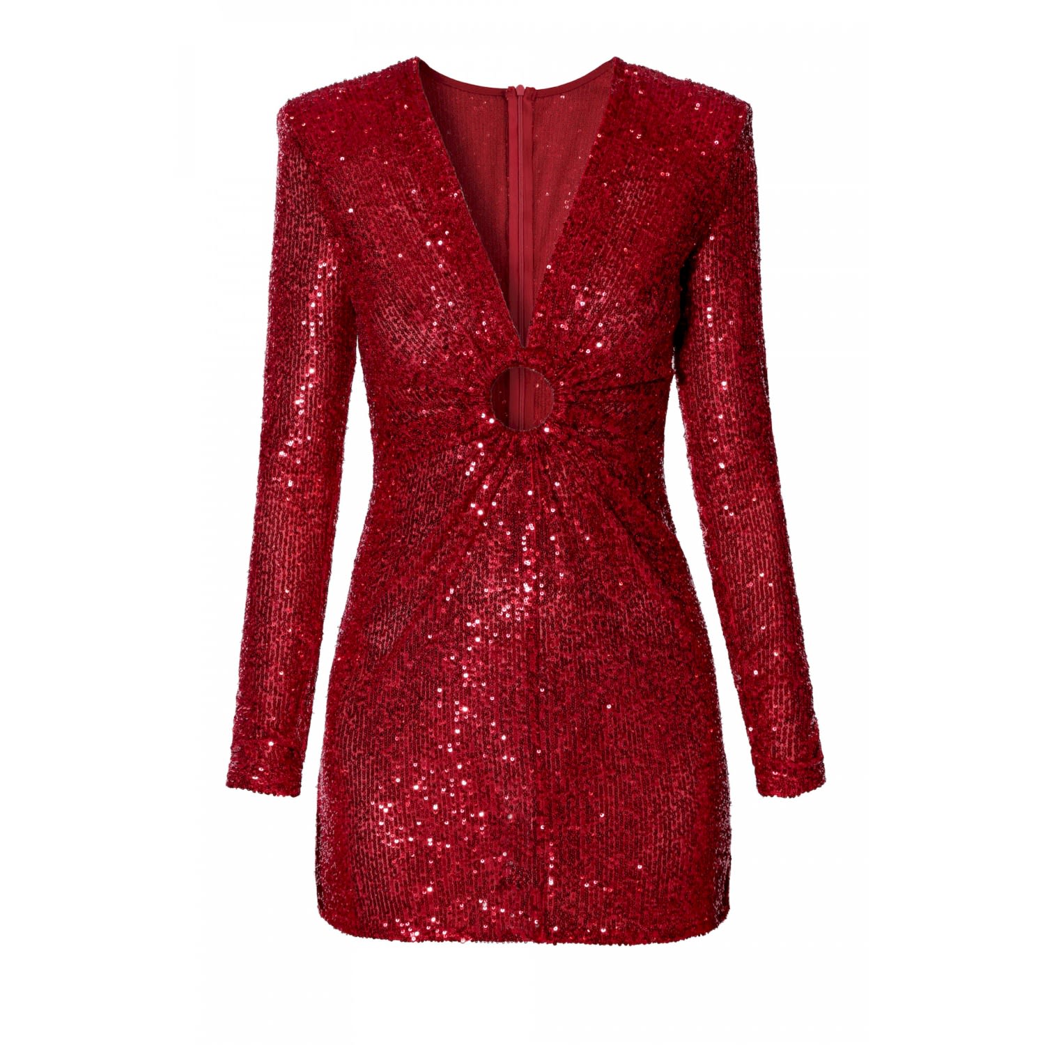 Aggi By Halewski Women's Julia Red Sparkle Sequin Long Sleeve Mini Party Dress In Red