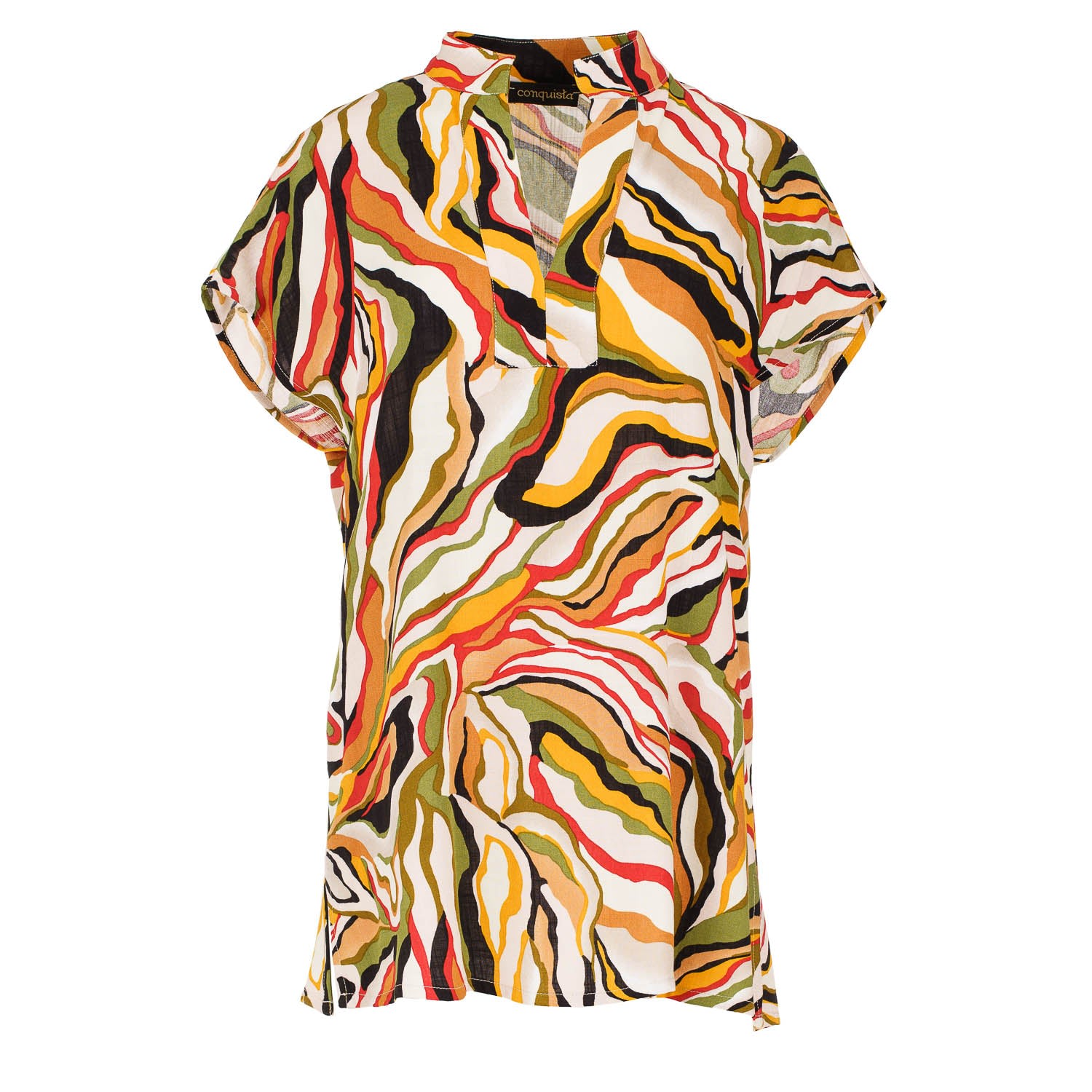 Women’s Brick Colour Swirl Print Sleeveless Top Large Conquista