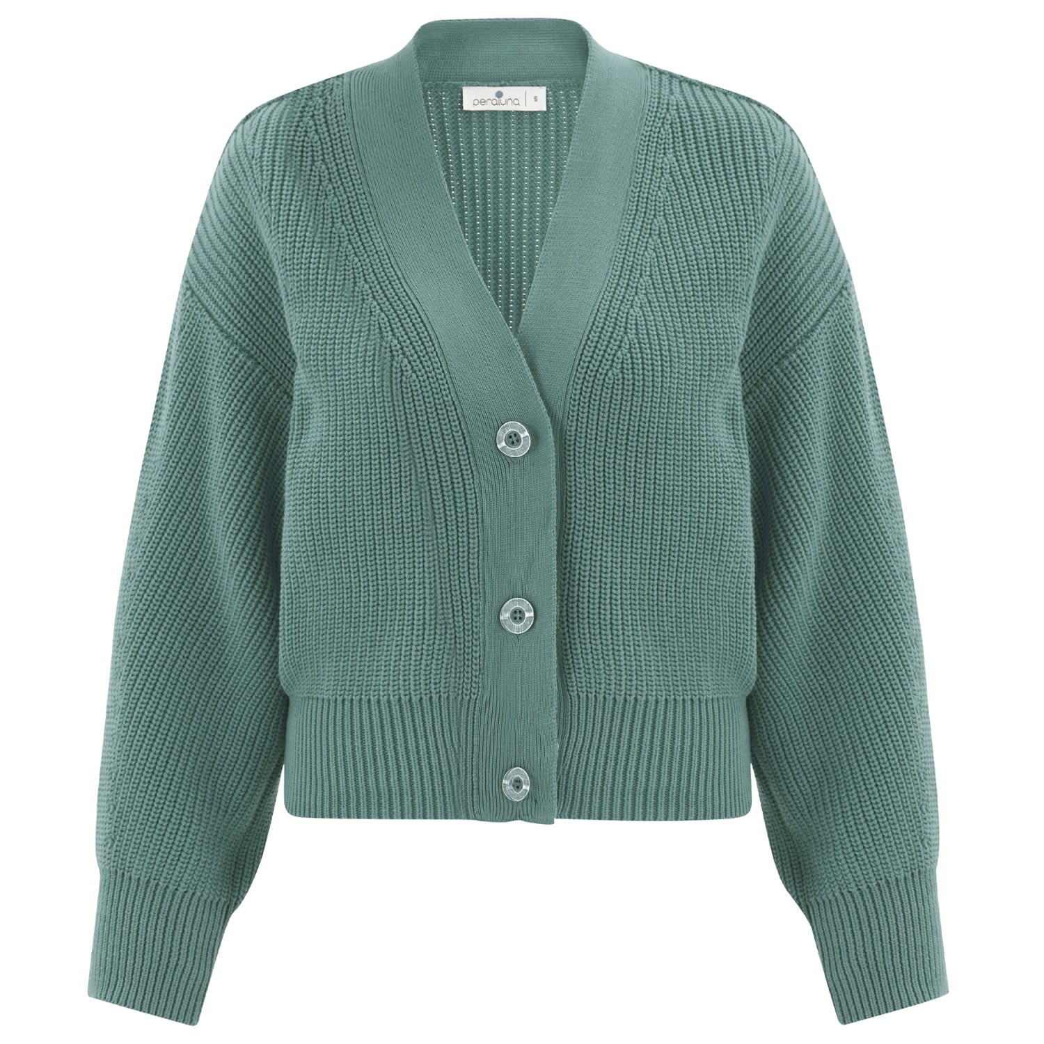 Women’s Thessaloniki Knit V-Neck Crop Cardigan - Green Large Peraluna