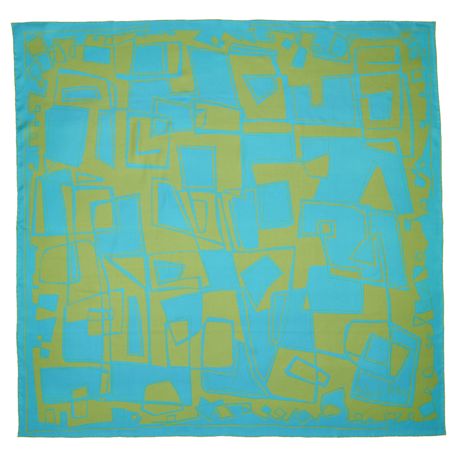 Women’s Green / Blue Turquoise Hepworth Silk Scarf Richard Allan London