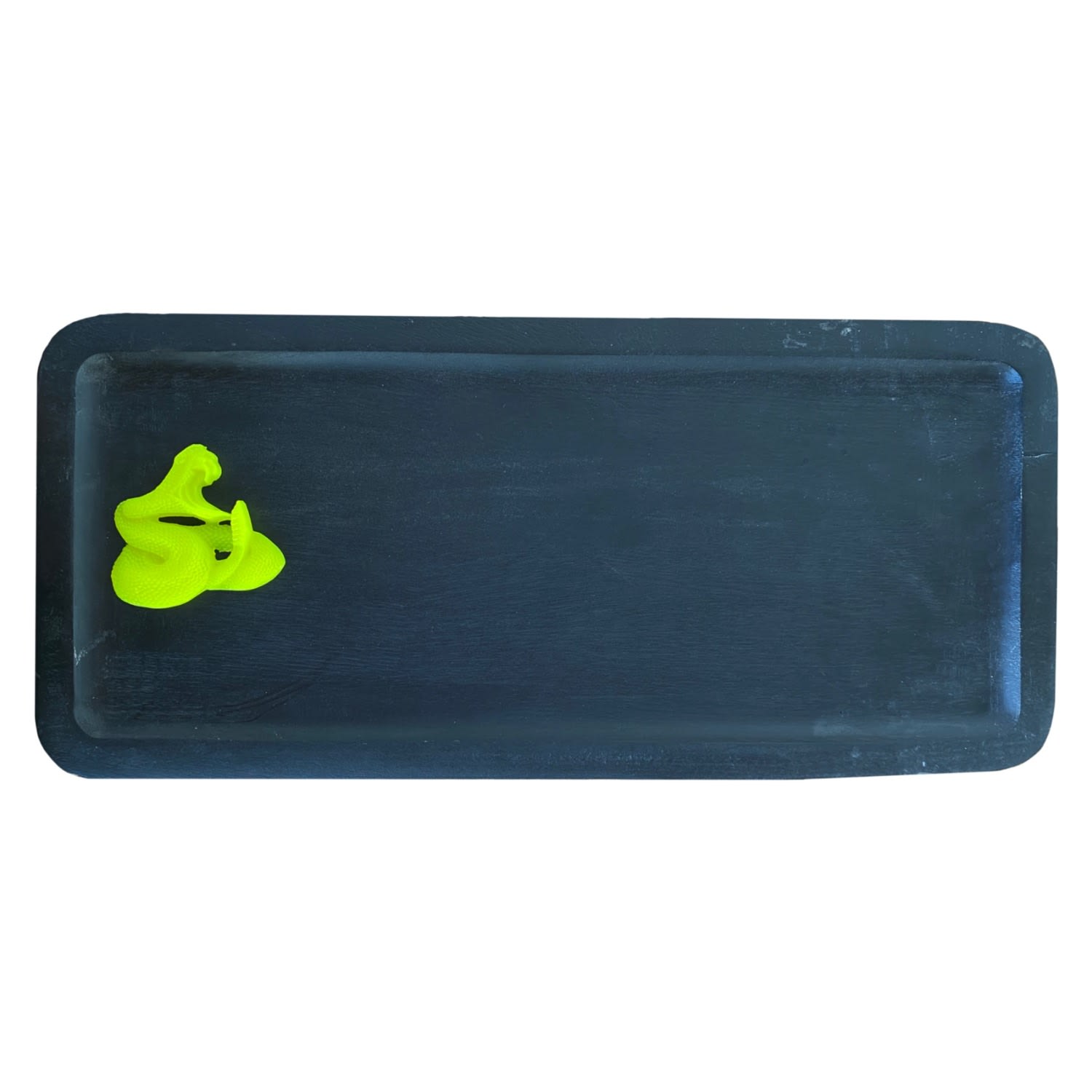 Wooden Tray Black With Neon Yellow Snake Catchii