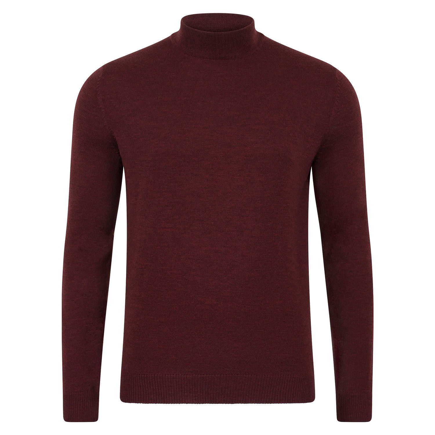 Paul James Knitwear Red Mens Extra Fine Merino Wool Mock Turtleneck Shaw Jumper - Burgundy In Red