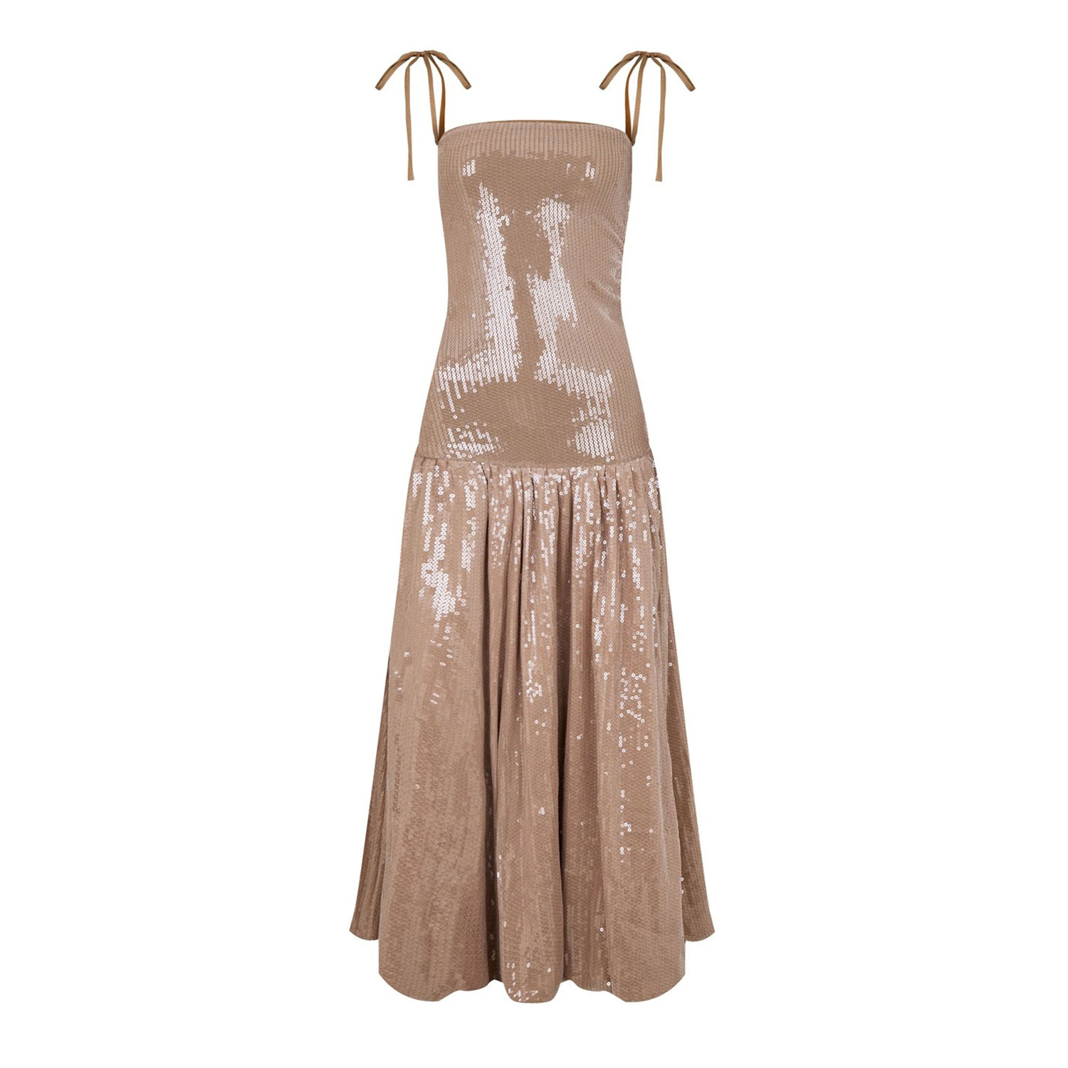 Women's Neutrals / Gold Alexa Champagne Sequin Puffball Dress