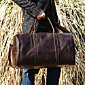 Touri Genuine Leather Holdall In Dark Brown In Dark