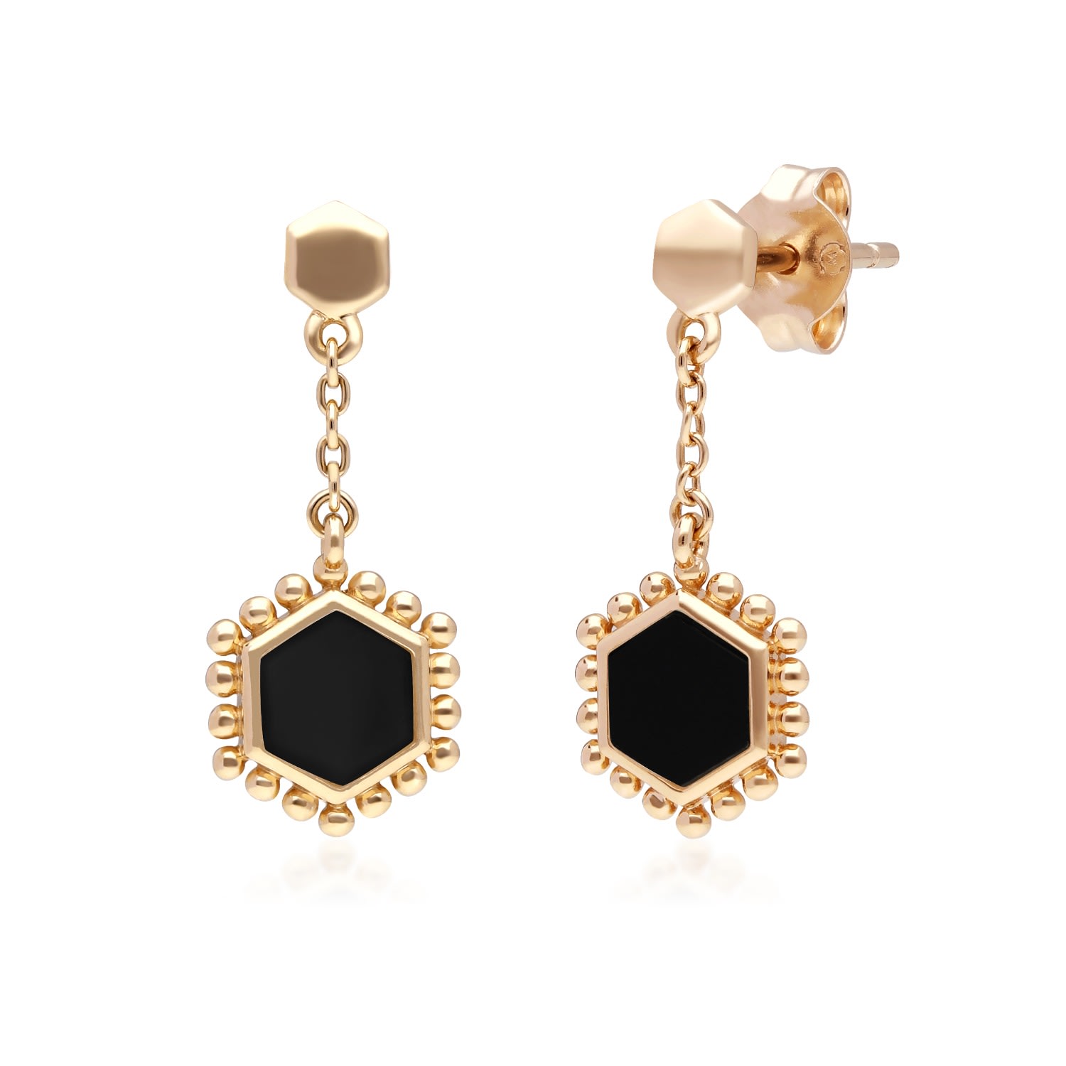 Women’s Black Onyx Slice Earrings In Gold Plated Silver Gemondo