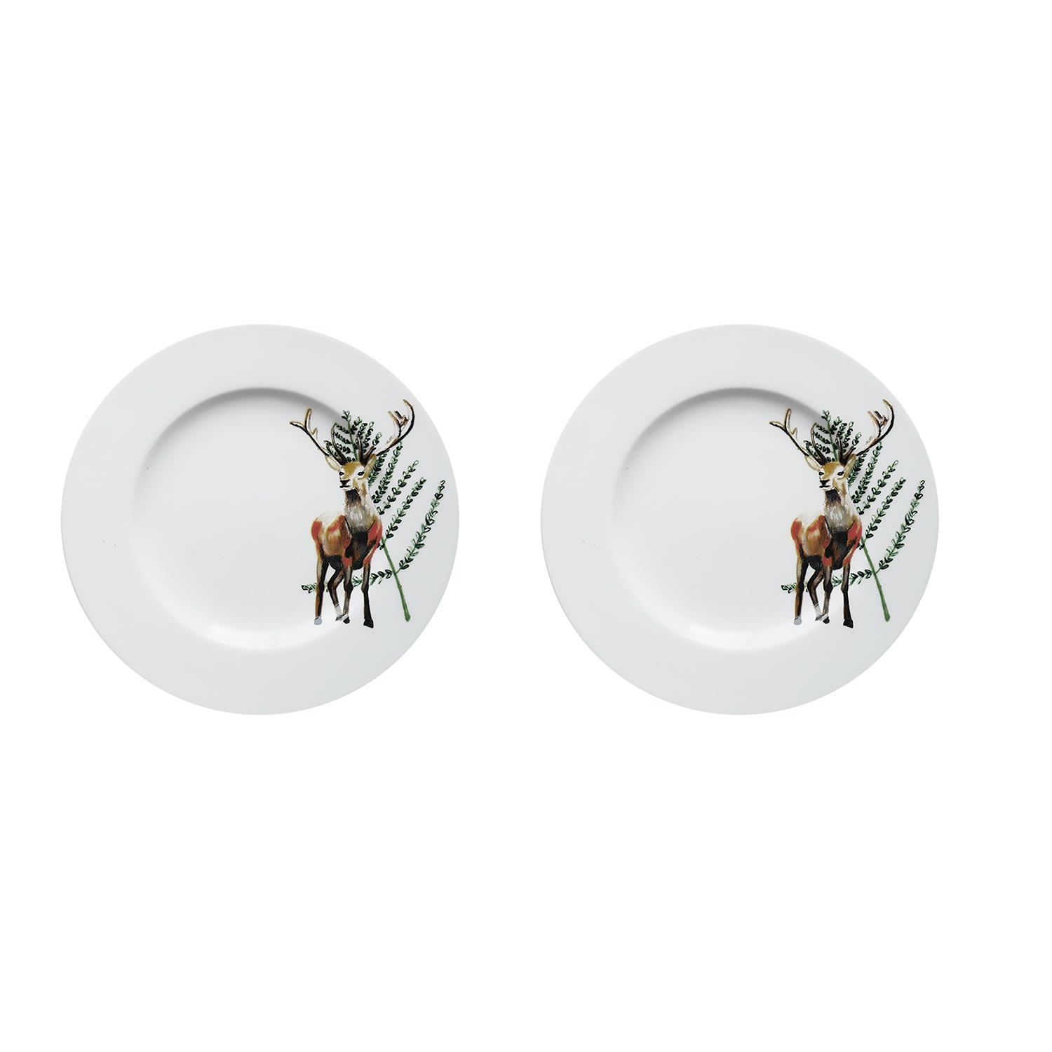 White Side Plates Festive Season Deer Set Of Two Catchii