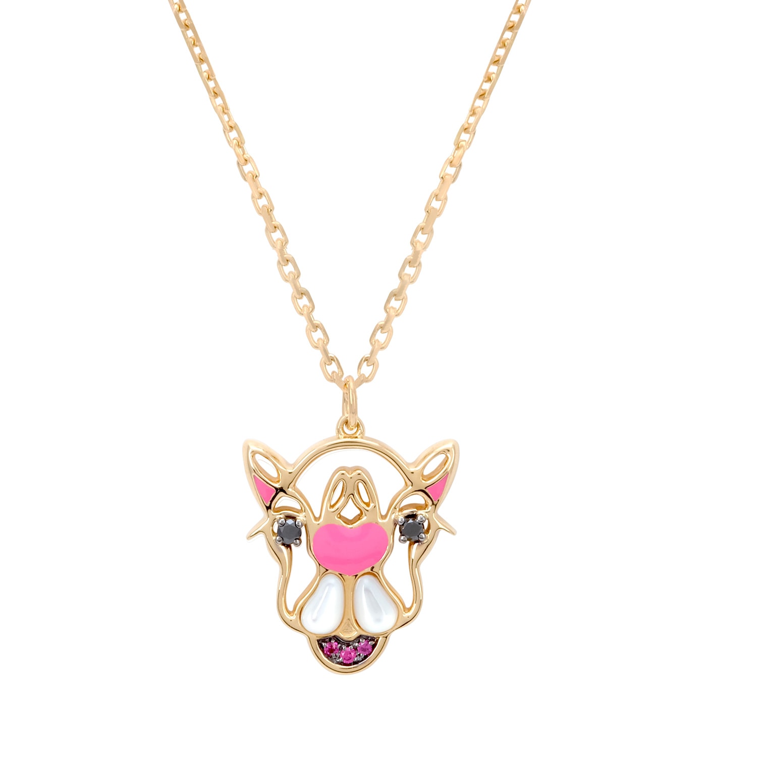 Women’s Gold / Pink / Purple Intisars Cammello Baby Girl Pink Enamel Necklace