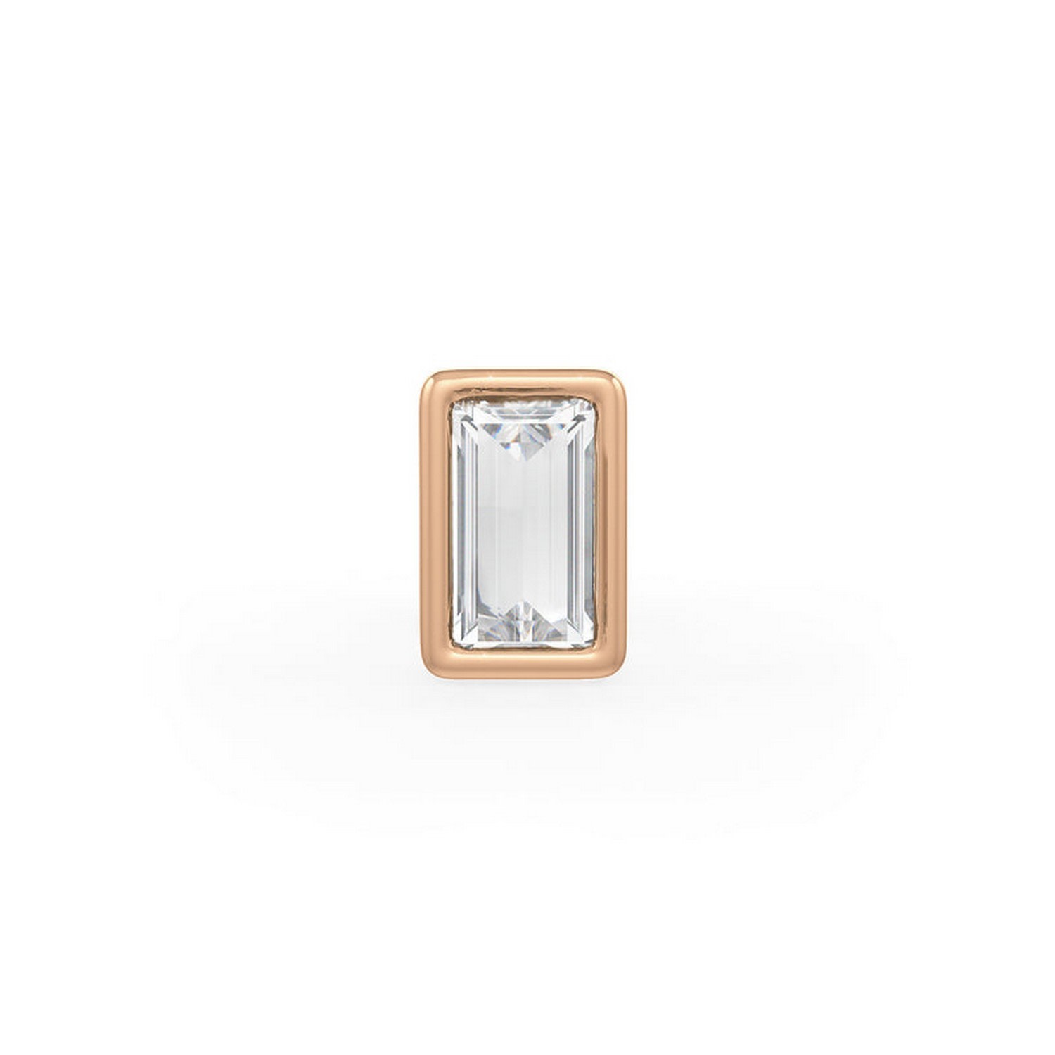 Cervin Blanc Women's Rose Gold Diamond Nose Stud Baguette Cut Solitaire Nose Pin With Screwback In Gold