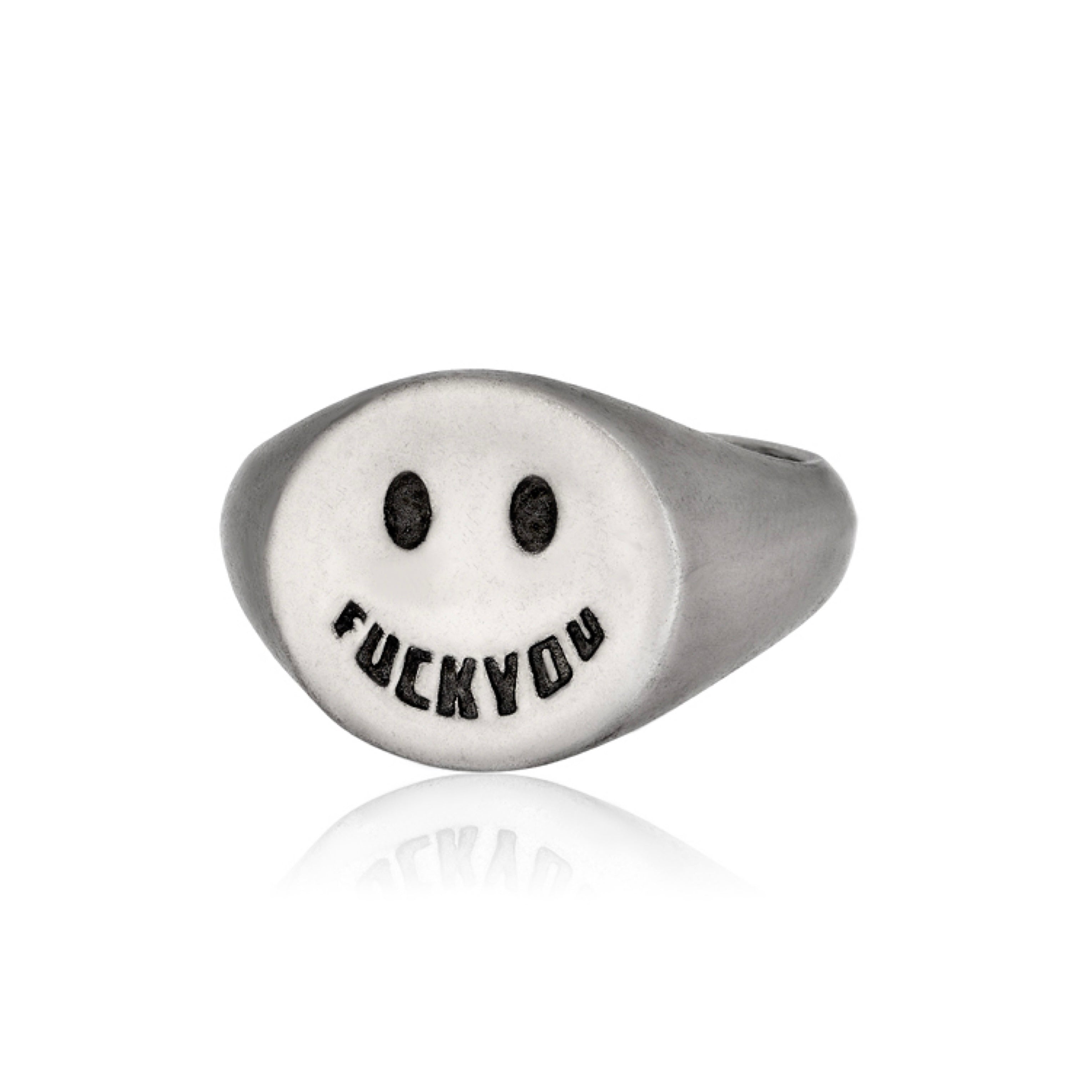 Cartography Men's Fuck You - Smiley Ring In Sterling Silver
