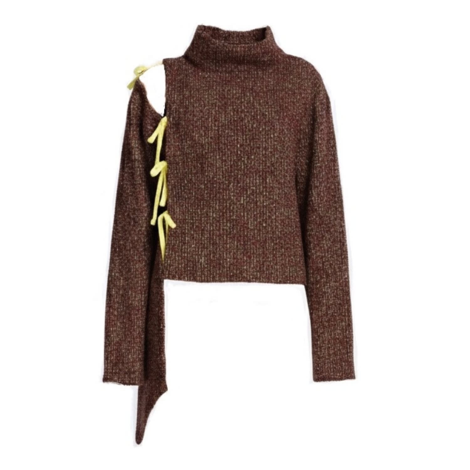 Mirimalist Women's Brown Ruby Cozy Knit Top In Multi