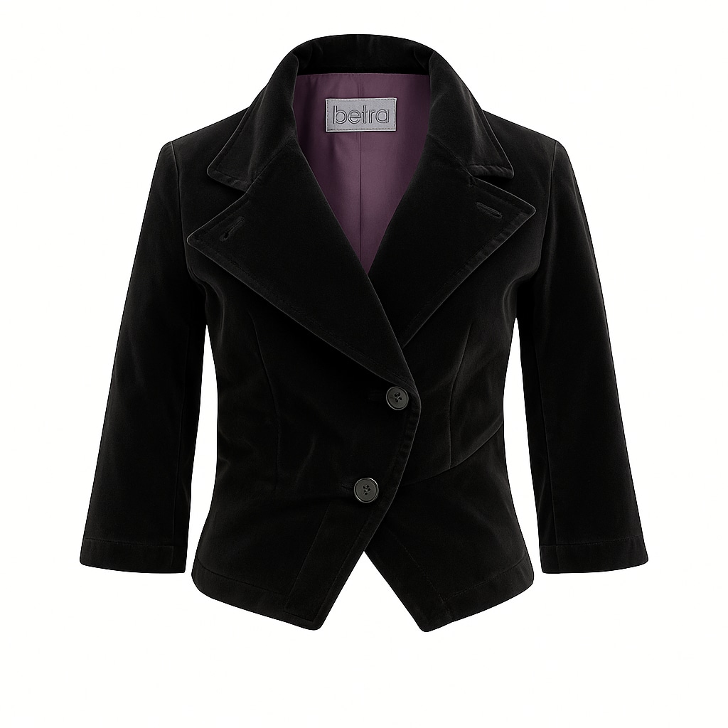 Women's Elena Cropped Black Velvet Blazer | Extra Small | Beira