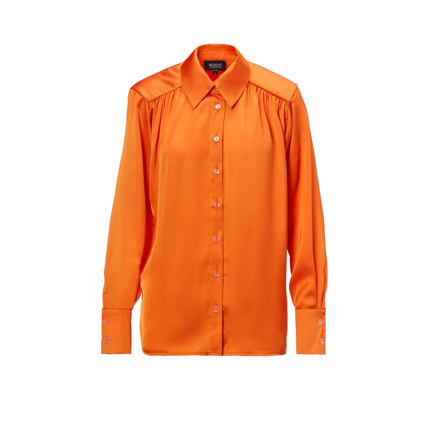 Bluzat Women's Yellow / Orange Orange Shirt With Gathered Detailing