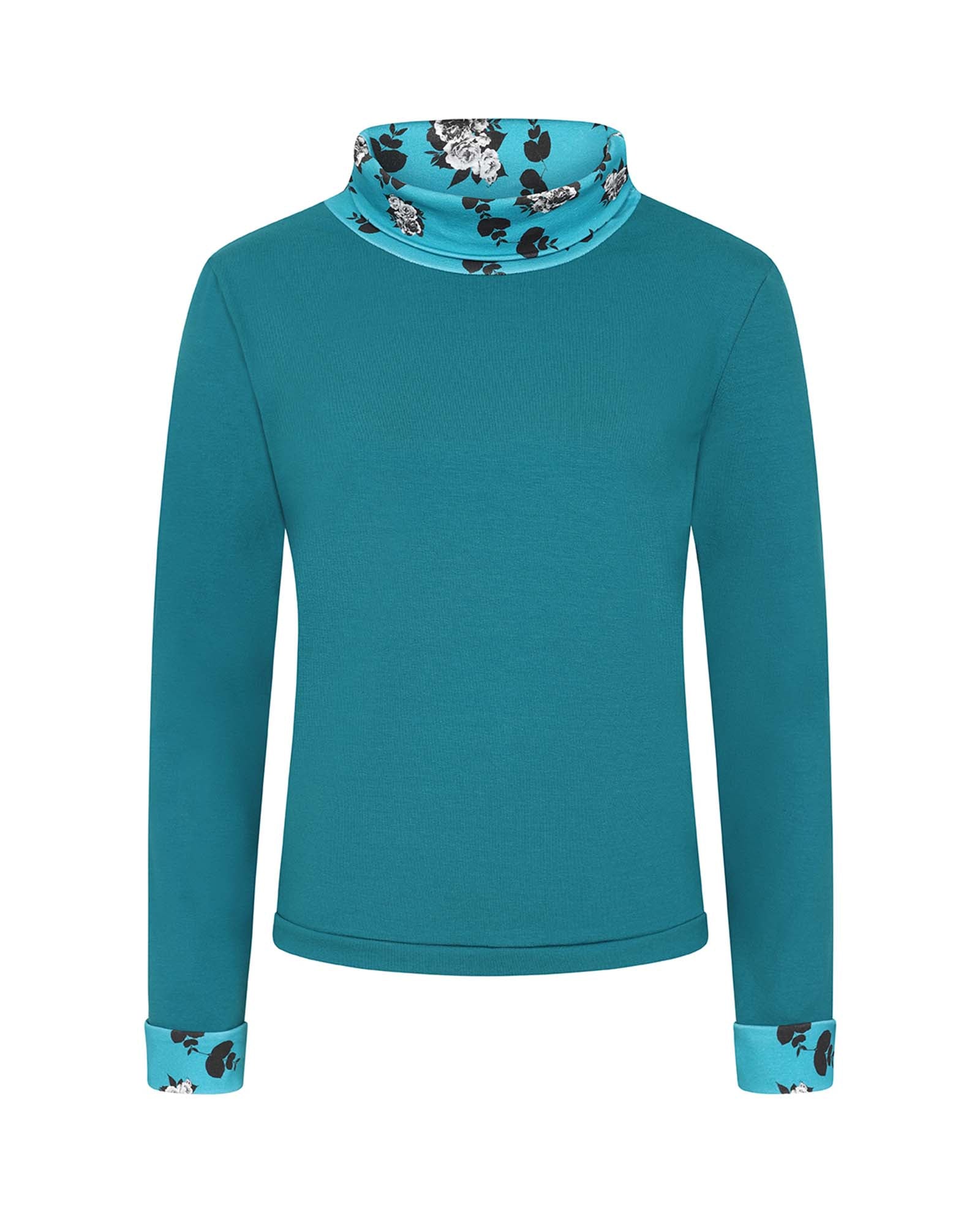 Women’s Green Teal Polo Neck Cotton Top Small Sophie Cameron Davies