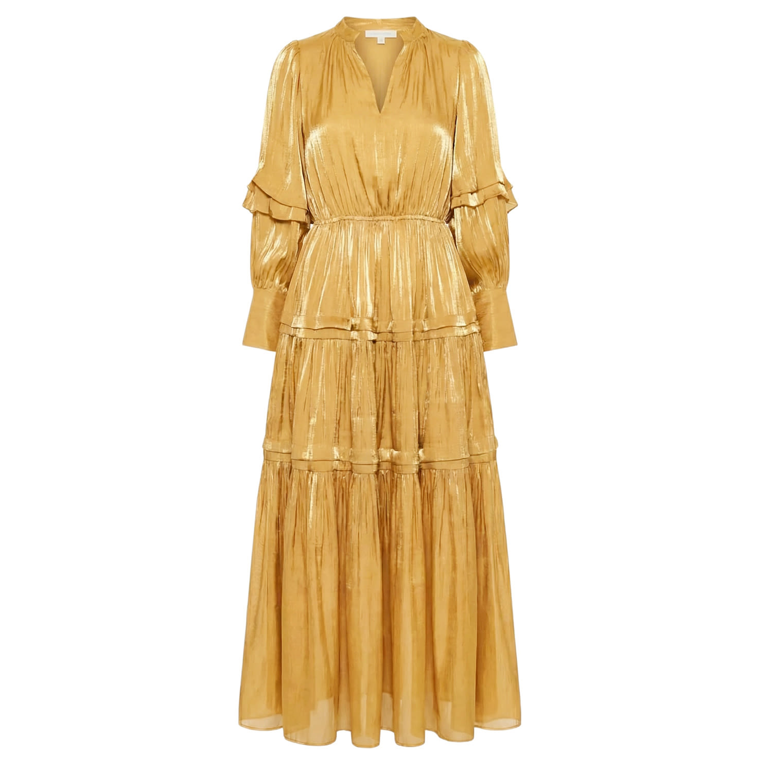 Cy Boutique Women's Silky Feeling Organza Dress With Ruffle Design In Yellow