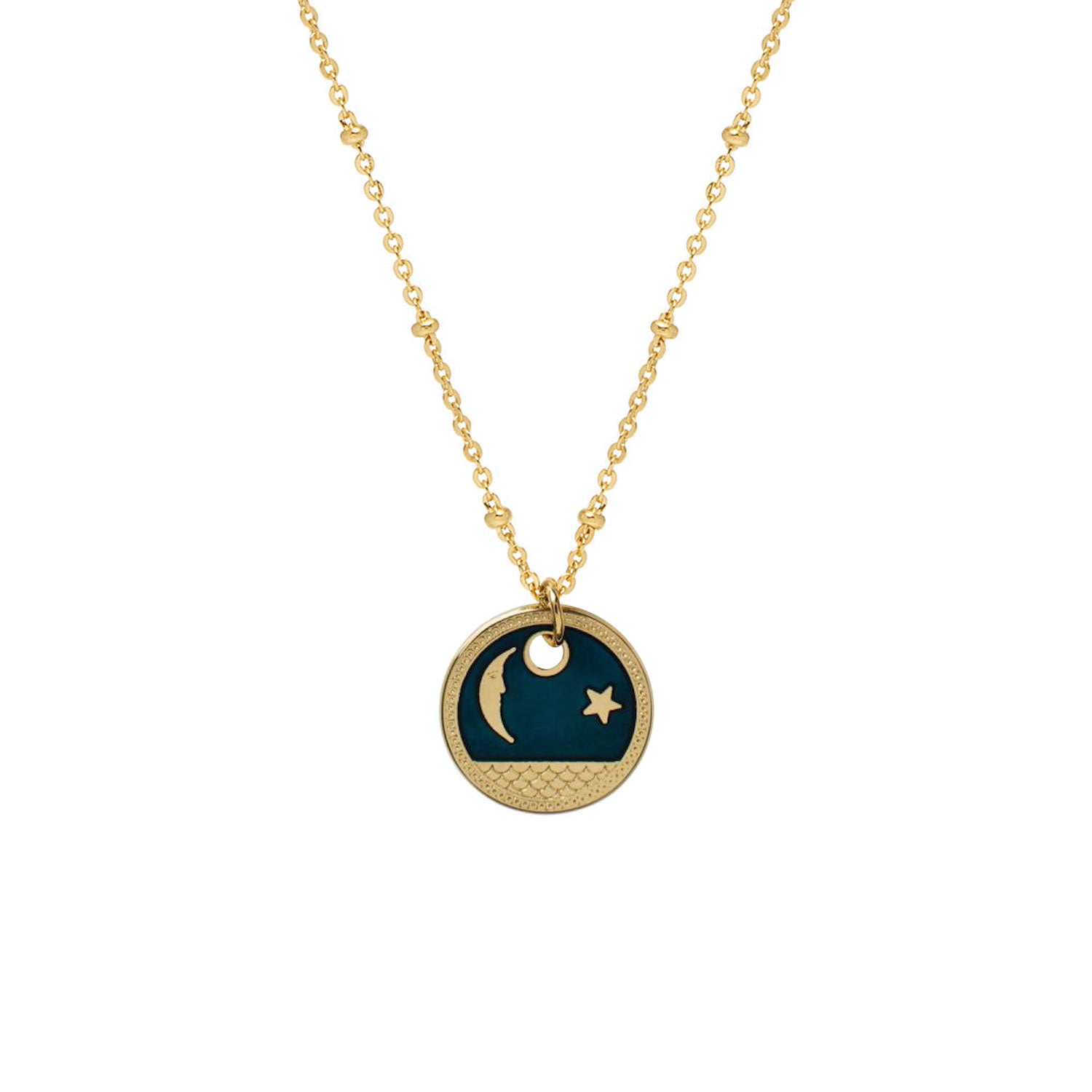 Mirabelle Jewellery Women's Blue Moon Star Enamel Medal In Gold