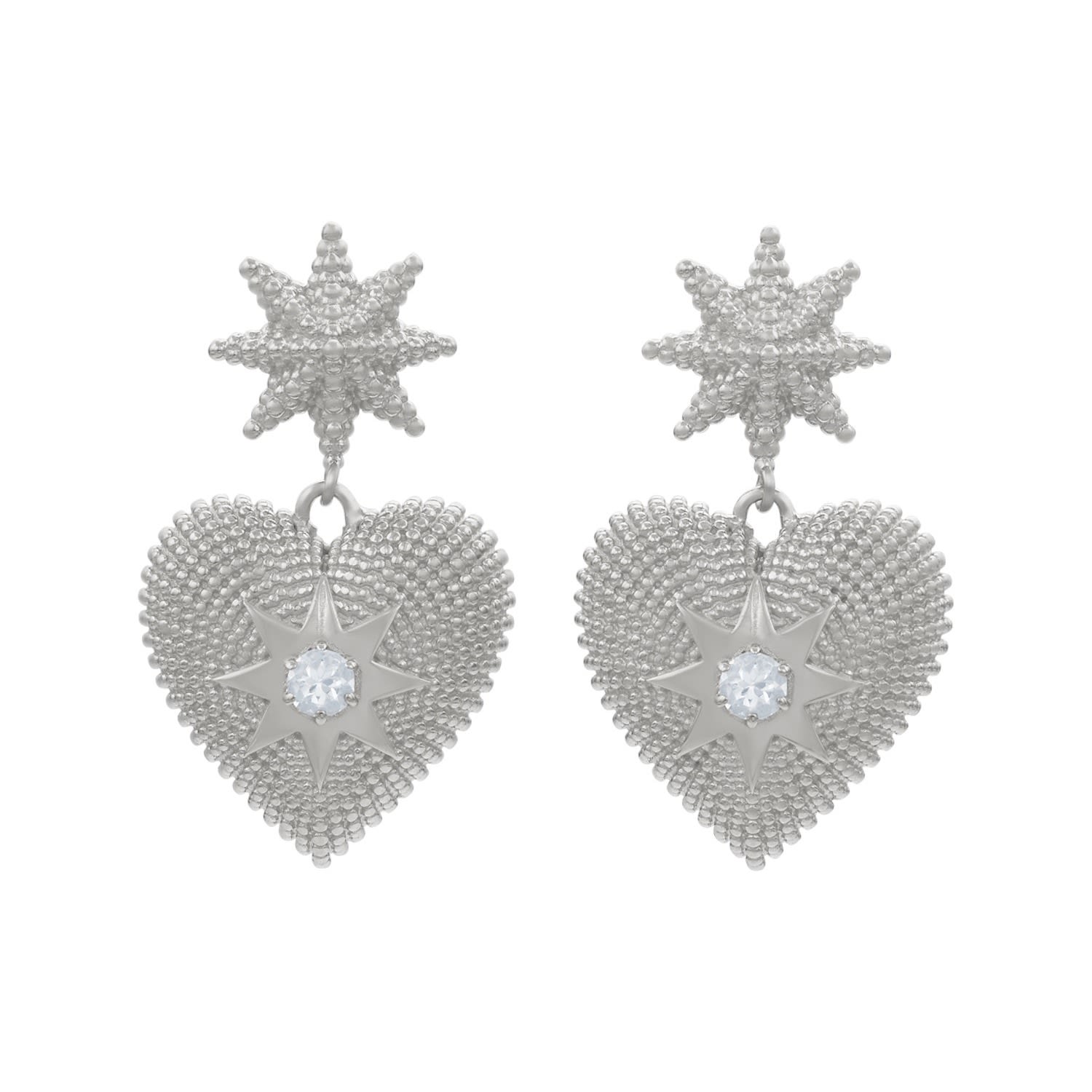 Women’s Brave Heart Earrings Silver Aquamarine Zoe and Morgan