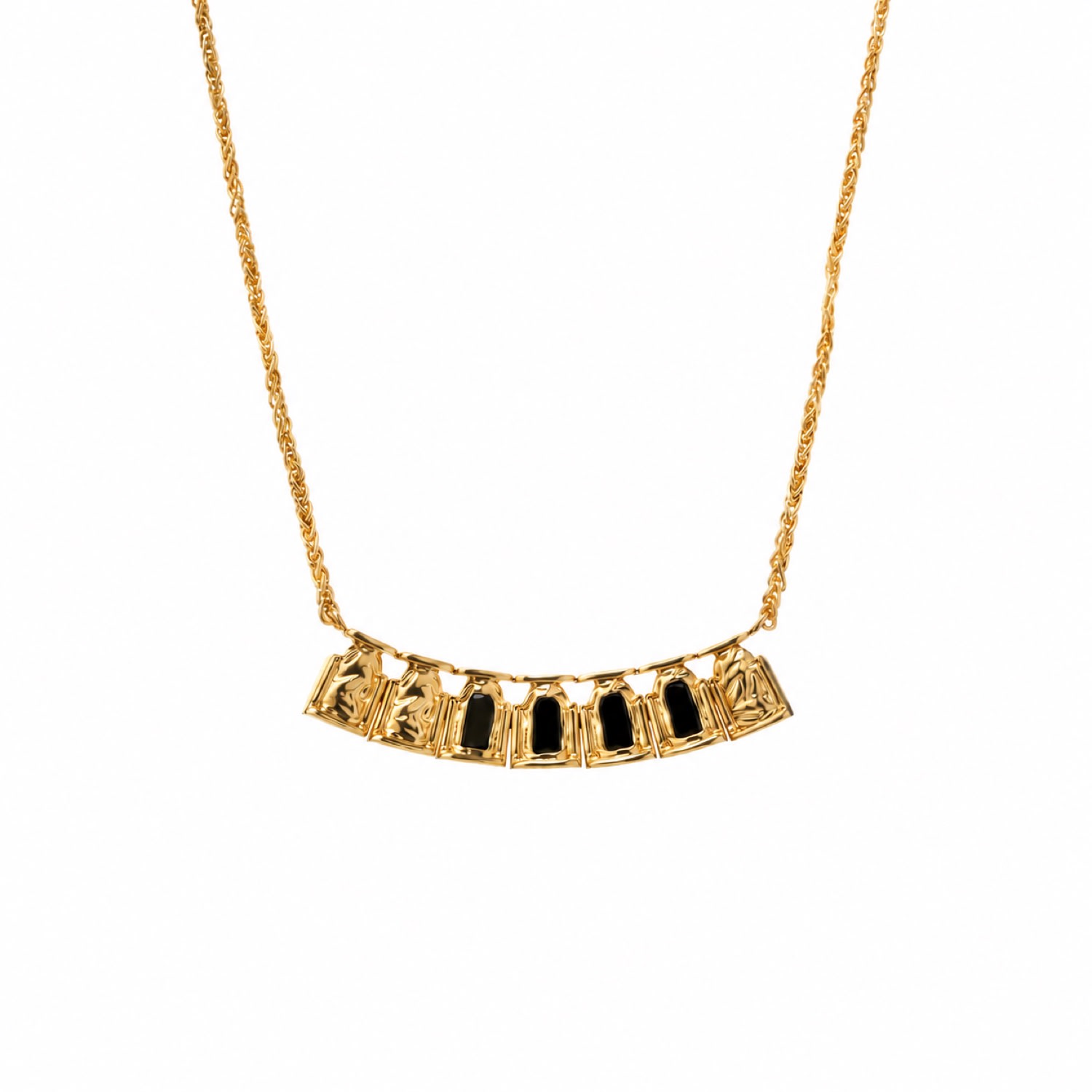 Retro Chic Women's Black / Gold Crown Of Rome Pendant Necklace In Black/gold