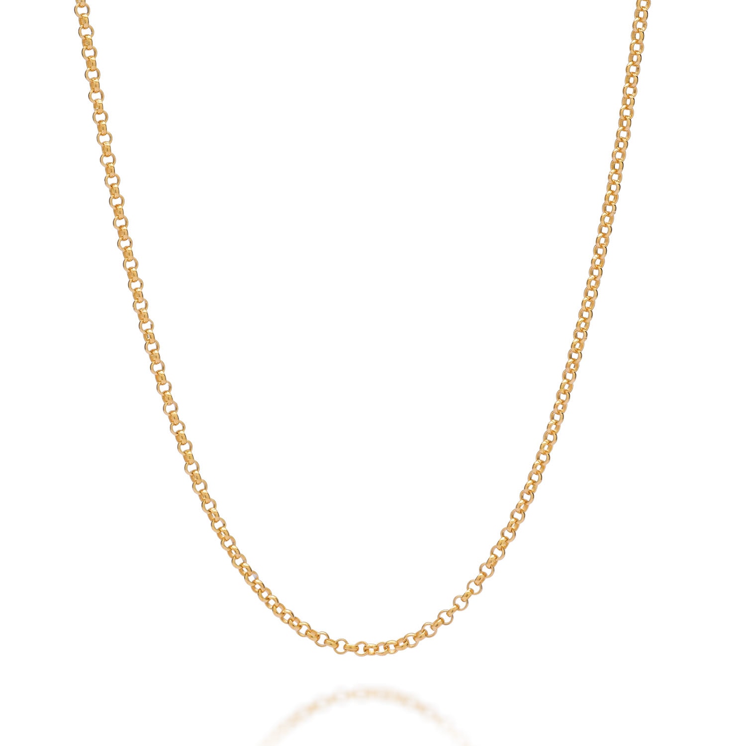 Nellou Jewellery Women's Belcher Chain Necklace Sterling Gold Plated Silver Long