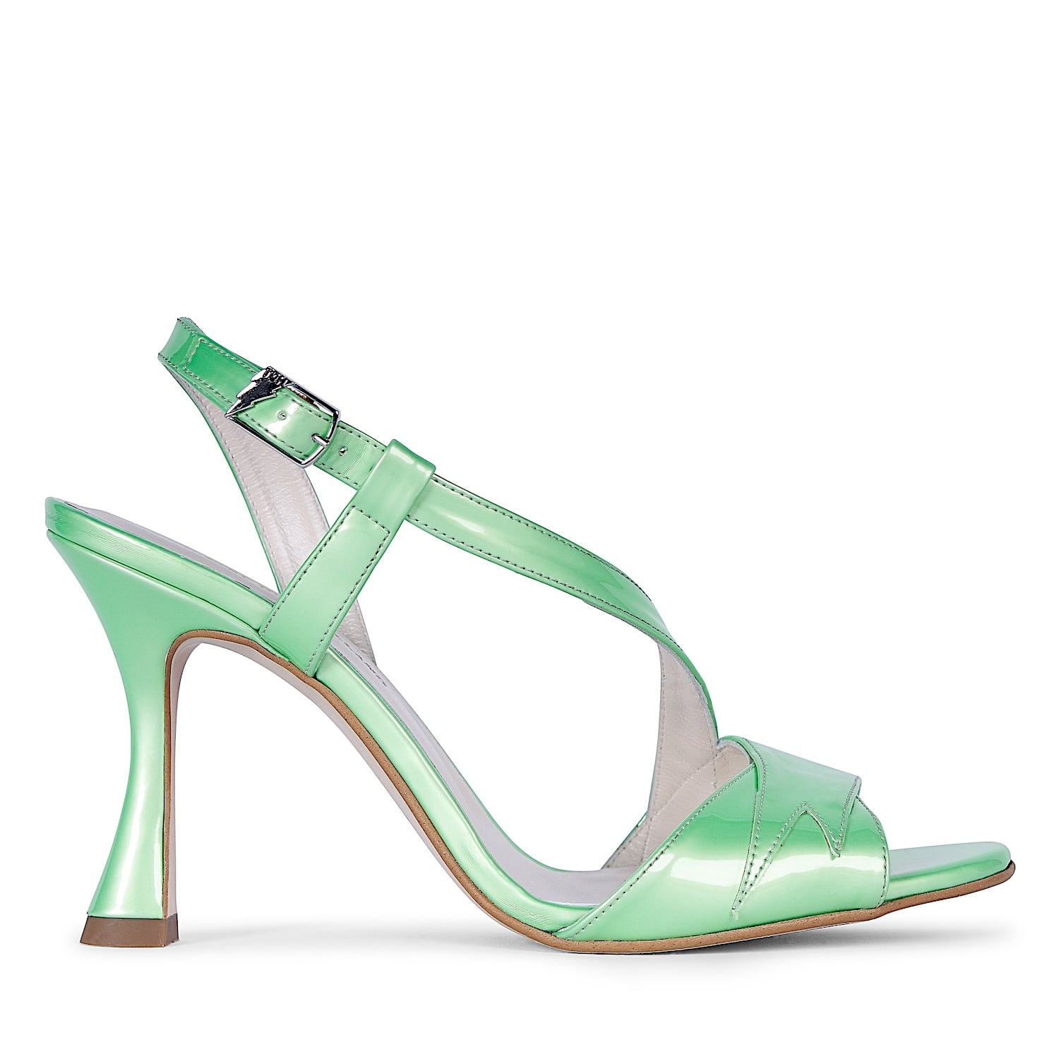 Terry De Havilland Women's Green Bianca Gloss Lime Flared Sandal Heels