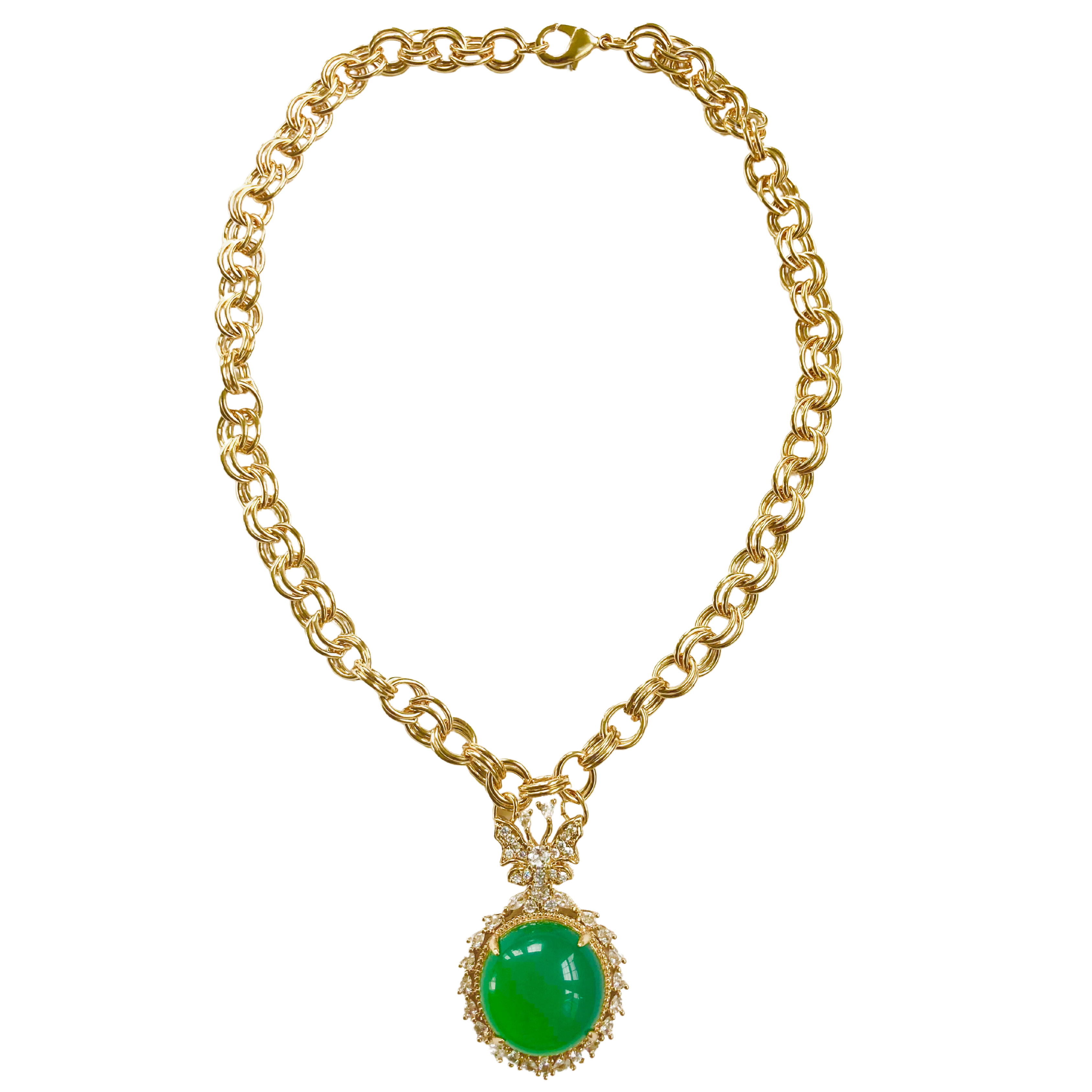 The Pink Reef Women's Green Imperial Jade Necklace