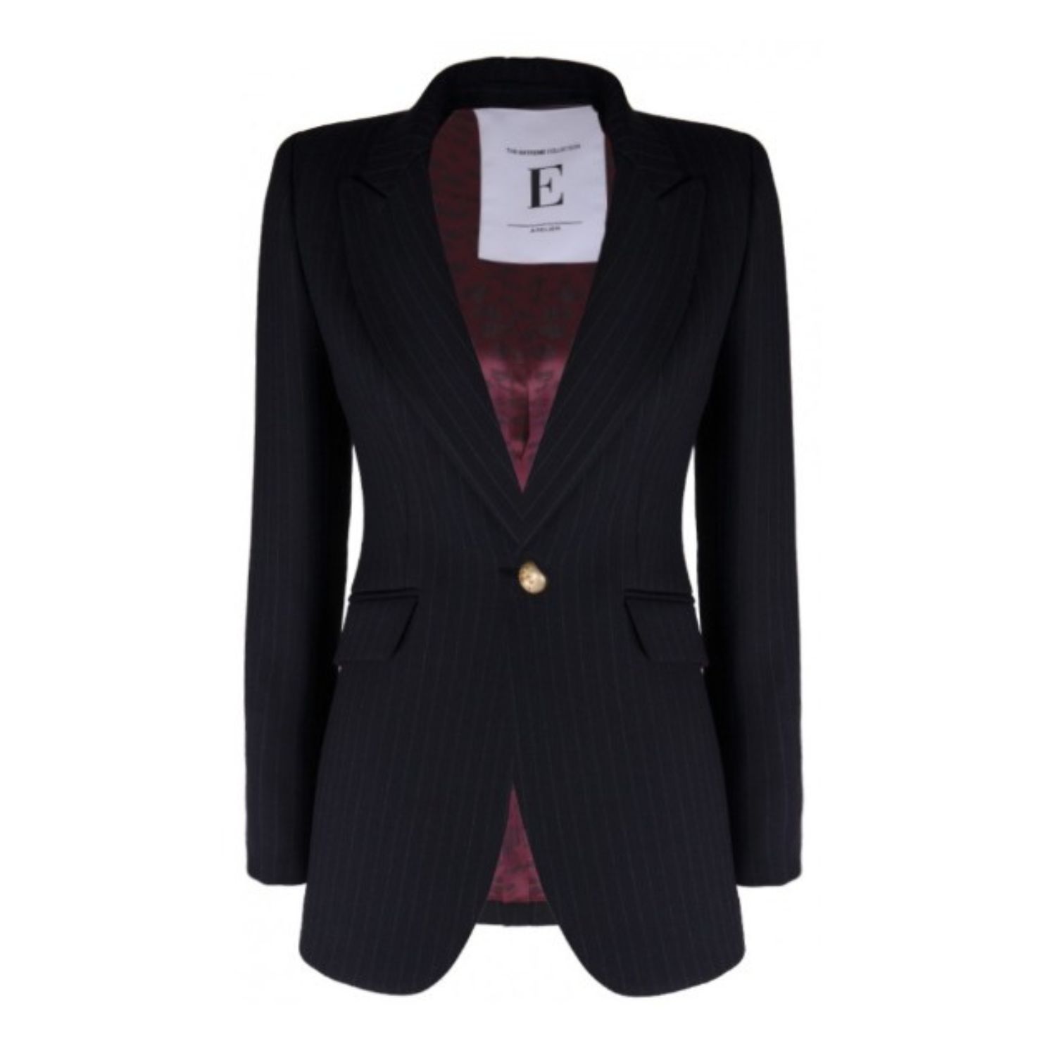 Women’s Black Pinstripe Single Breasted With Golden Button Dublin Medium The Extreme Collection