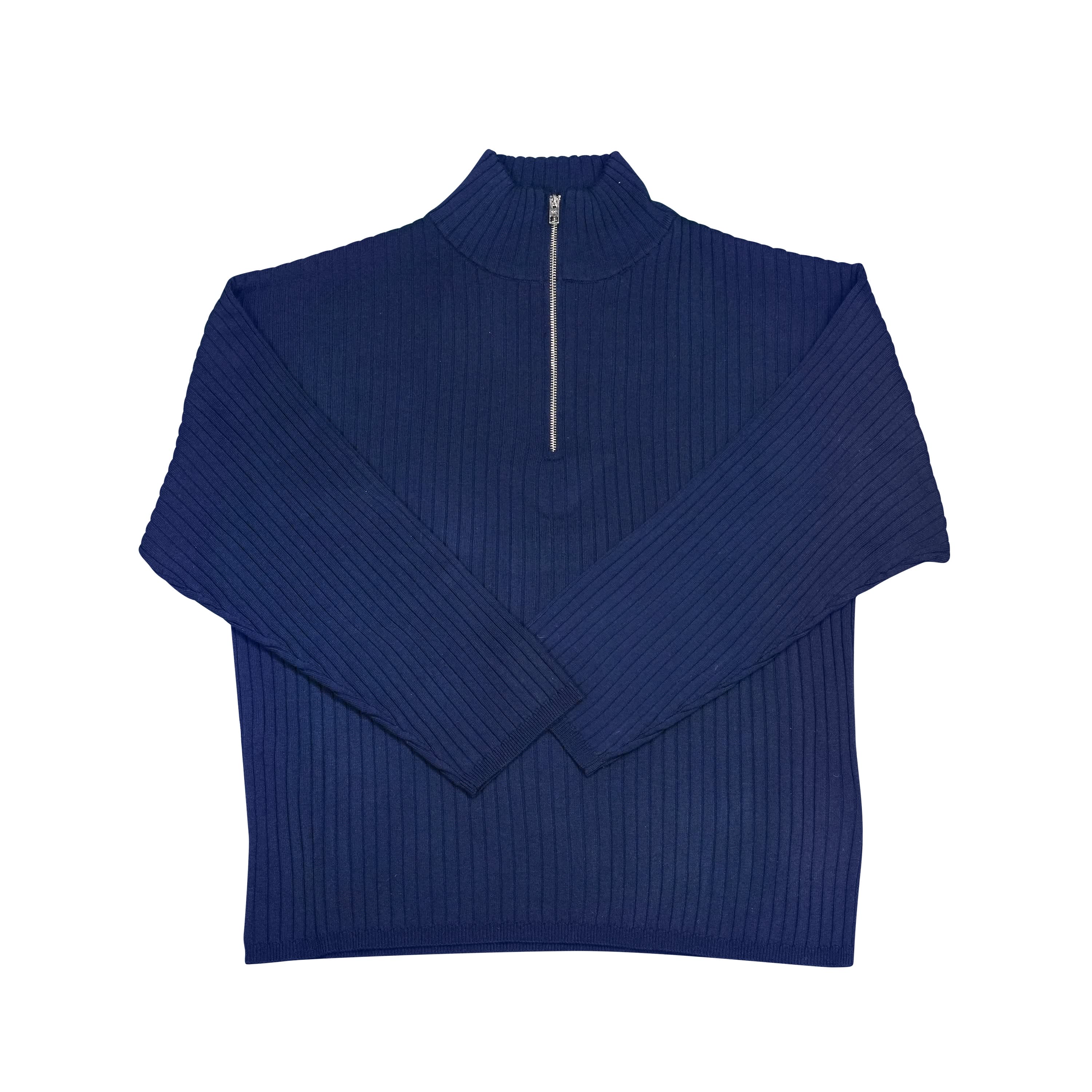 fottsfotts WOOL ZIP PULLOVER / BLUE