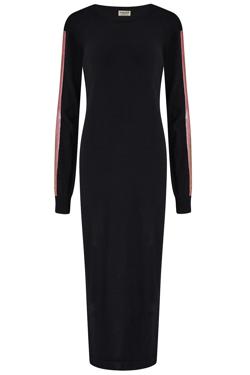 Sugarhill Brighton Women's Sonia Knit Midi Dress Black, Sequin Stripes In Black