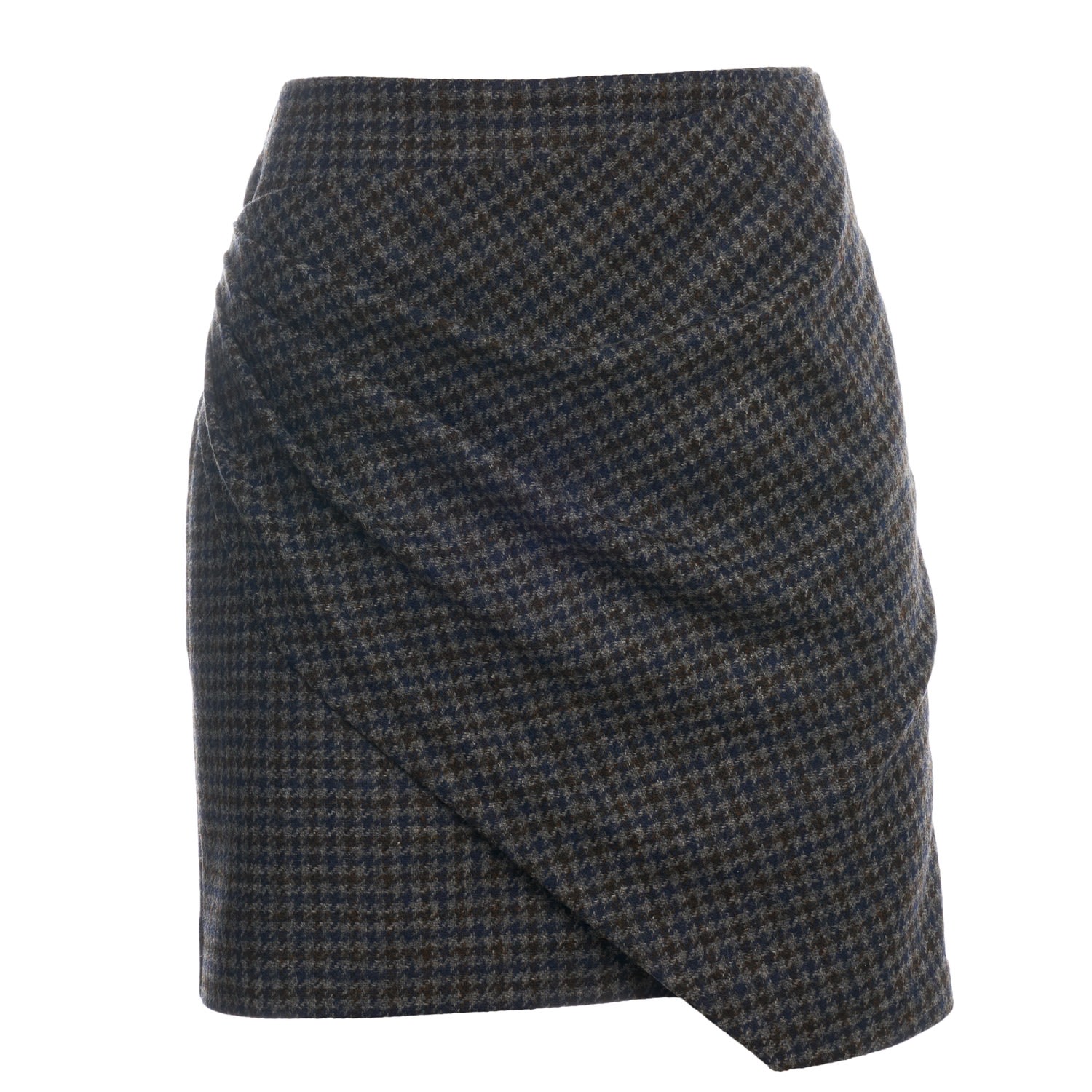 Women’s Grey Draped Wool Plaid Skirt Extra Small Colors of Papaya