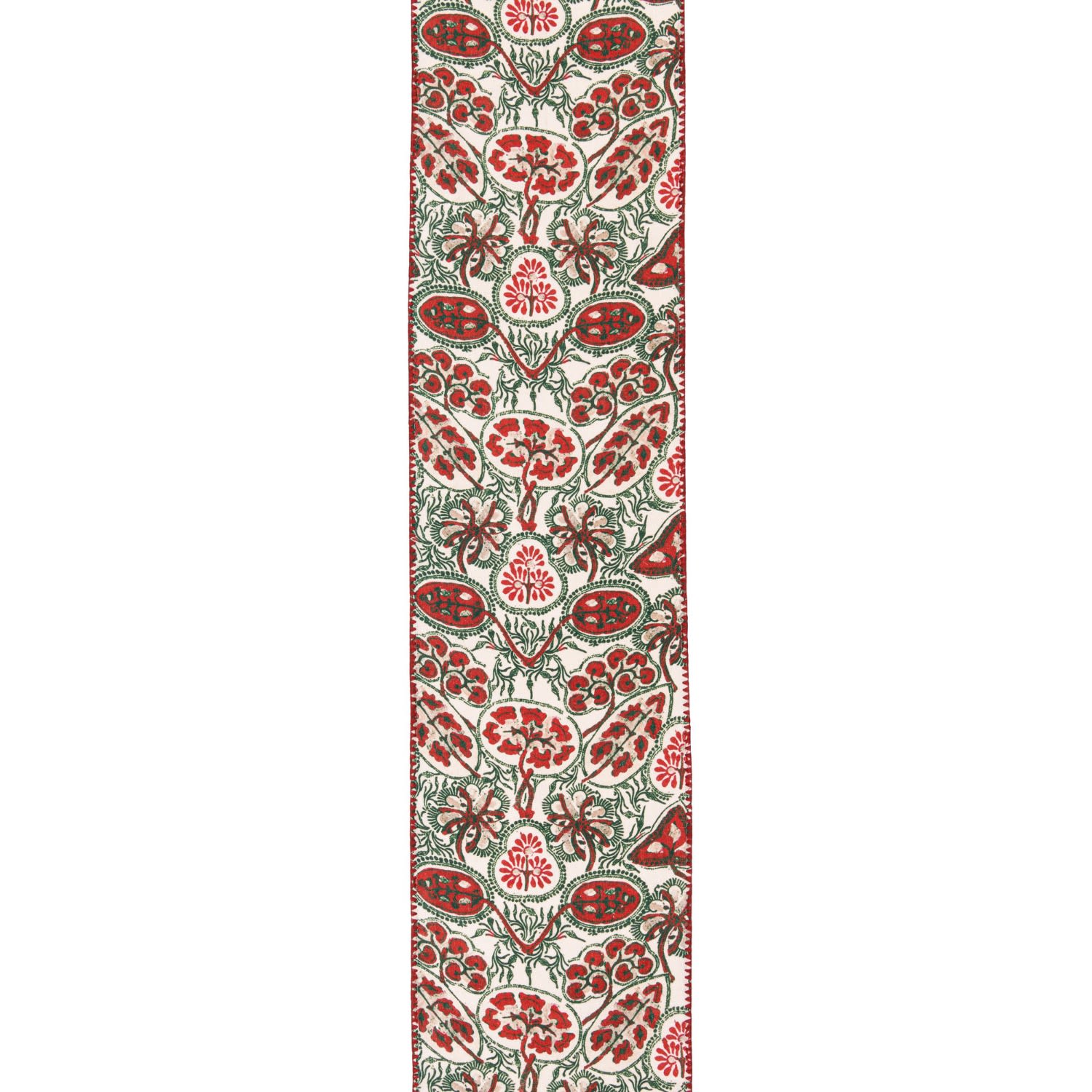 Mindthegap Green / White / Red Heirloom Table Runner By Minthegap In Multi