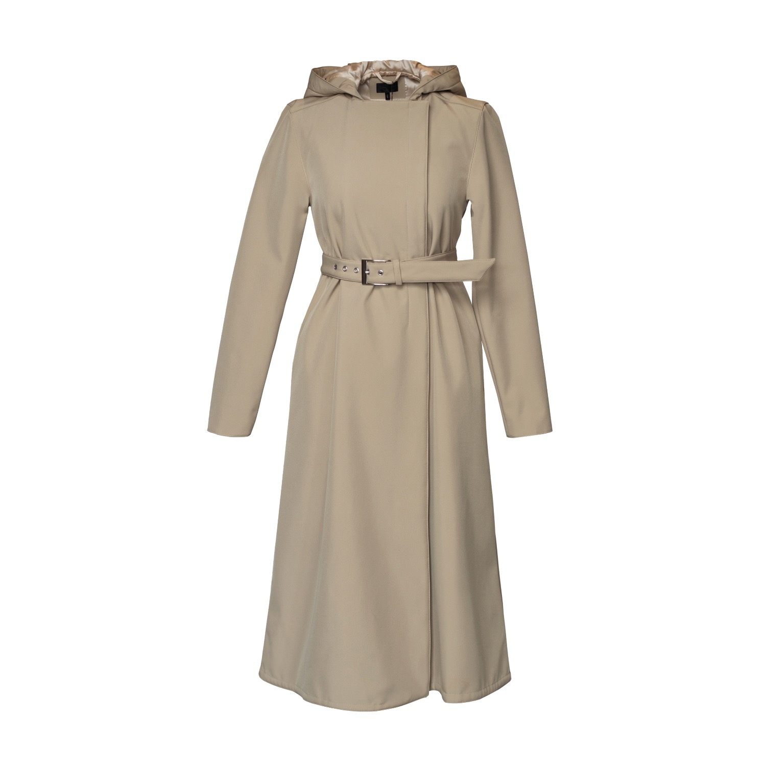 Short Coat With Trapeze Cut In Beige: Classic Trench