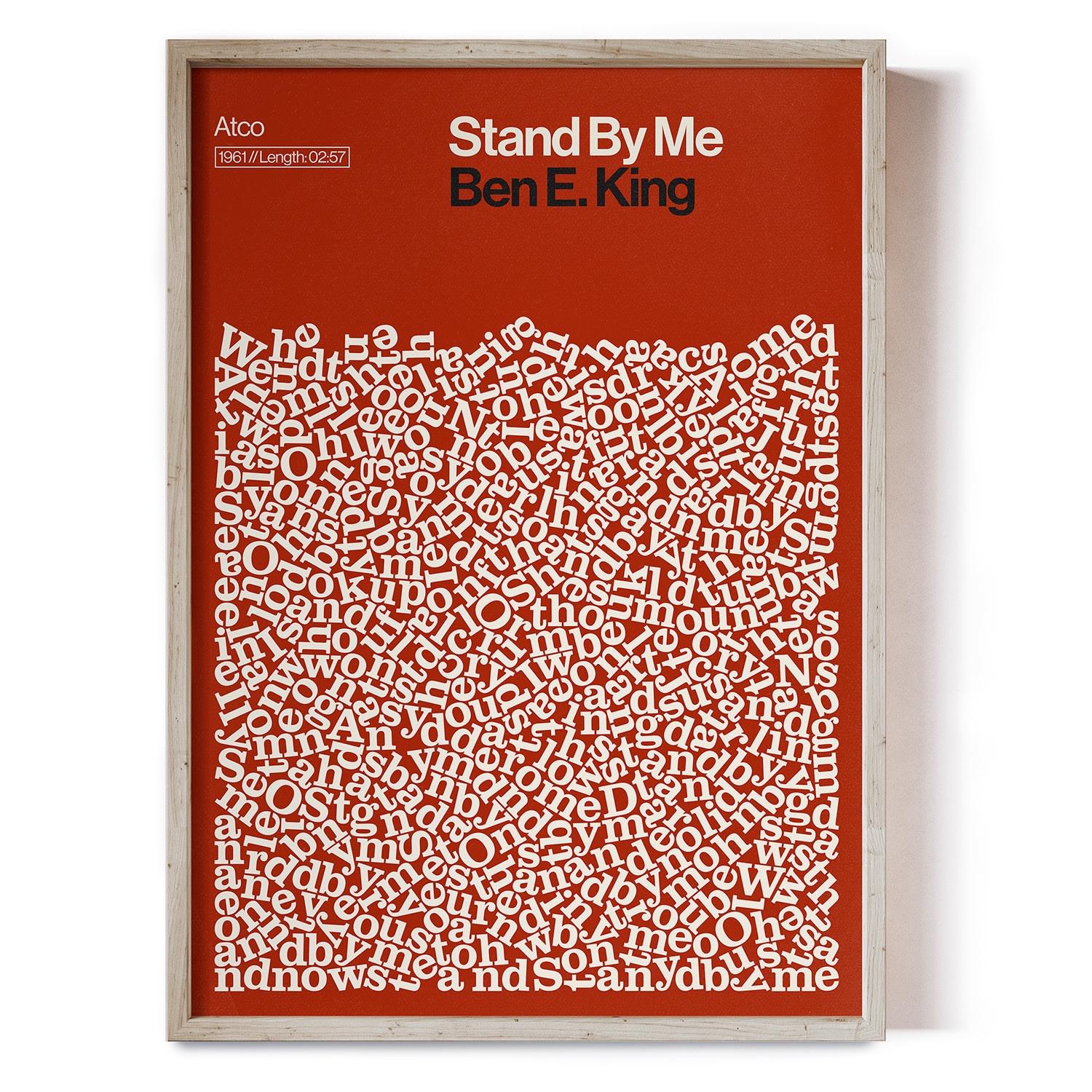 Stand By Me - Ben E King - Song Lyric Print A3 297 X 420Mm Reign & Hail