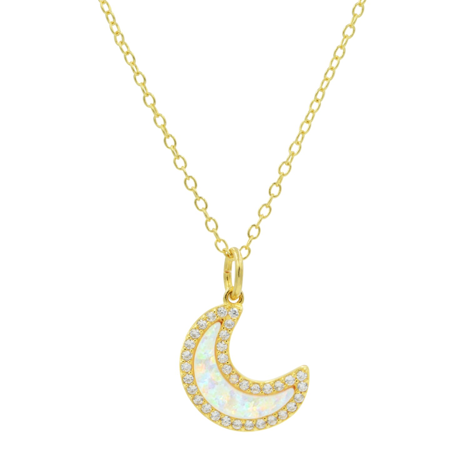 Women’s White Opal Moon Necklace Kamaria