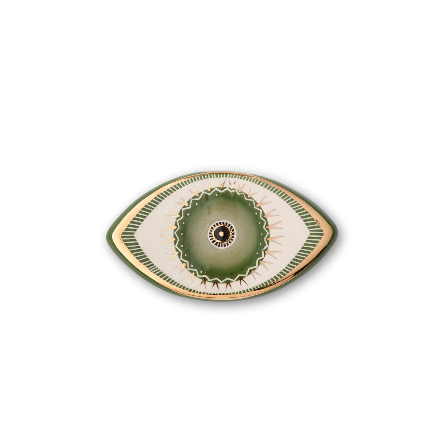 Atelier Simi Green / Gold Handmade Gold Decorated Ceramic Evil Eye