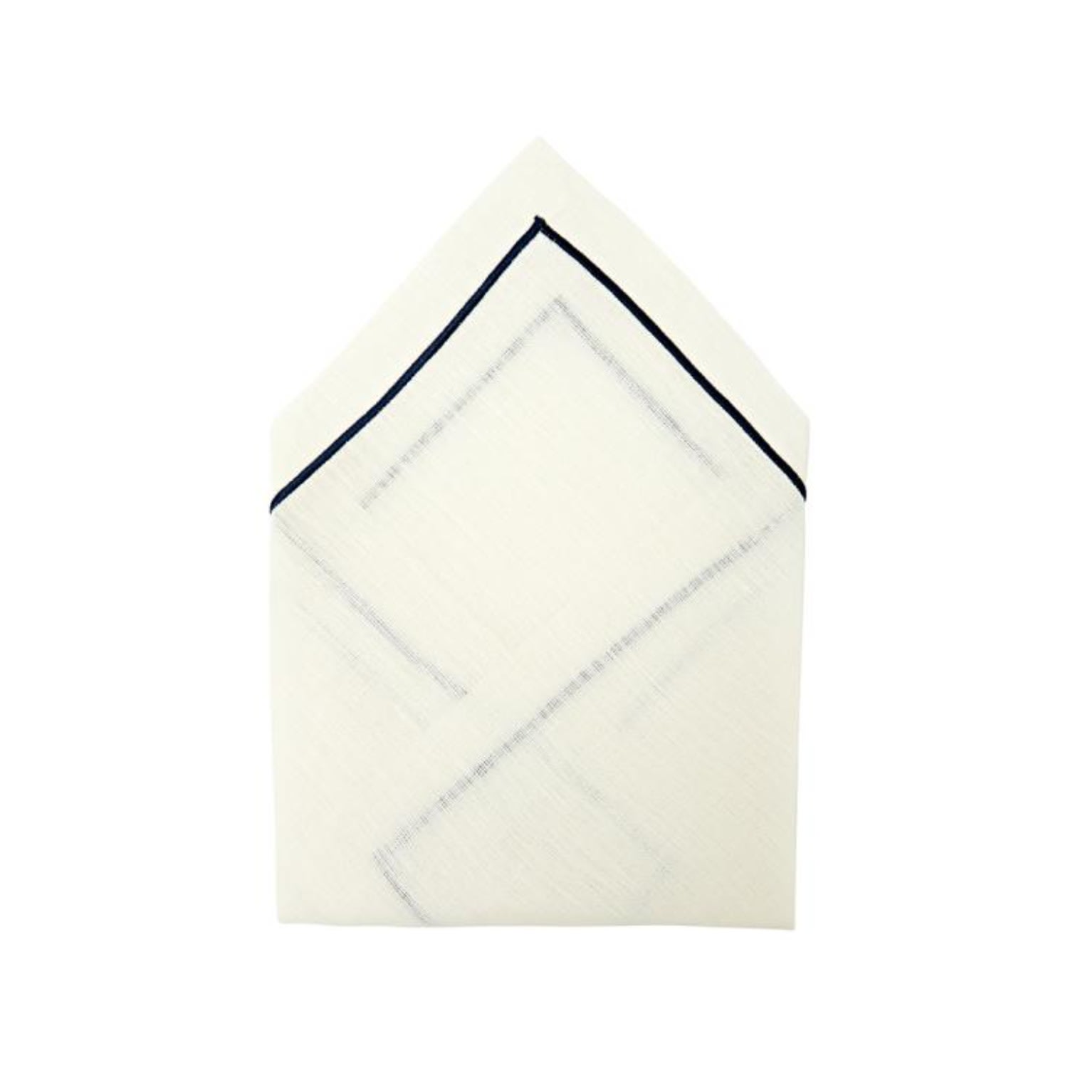 Km Home Collection White Navy Stripped Linen Napkins Set Of Two In White